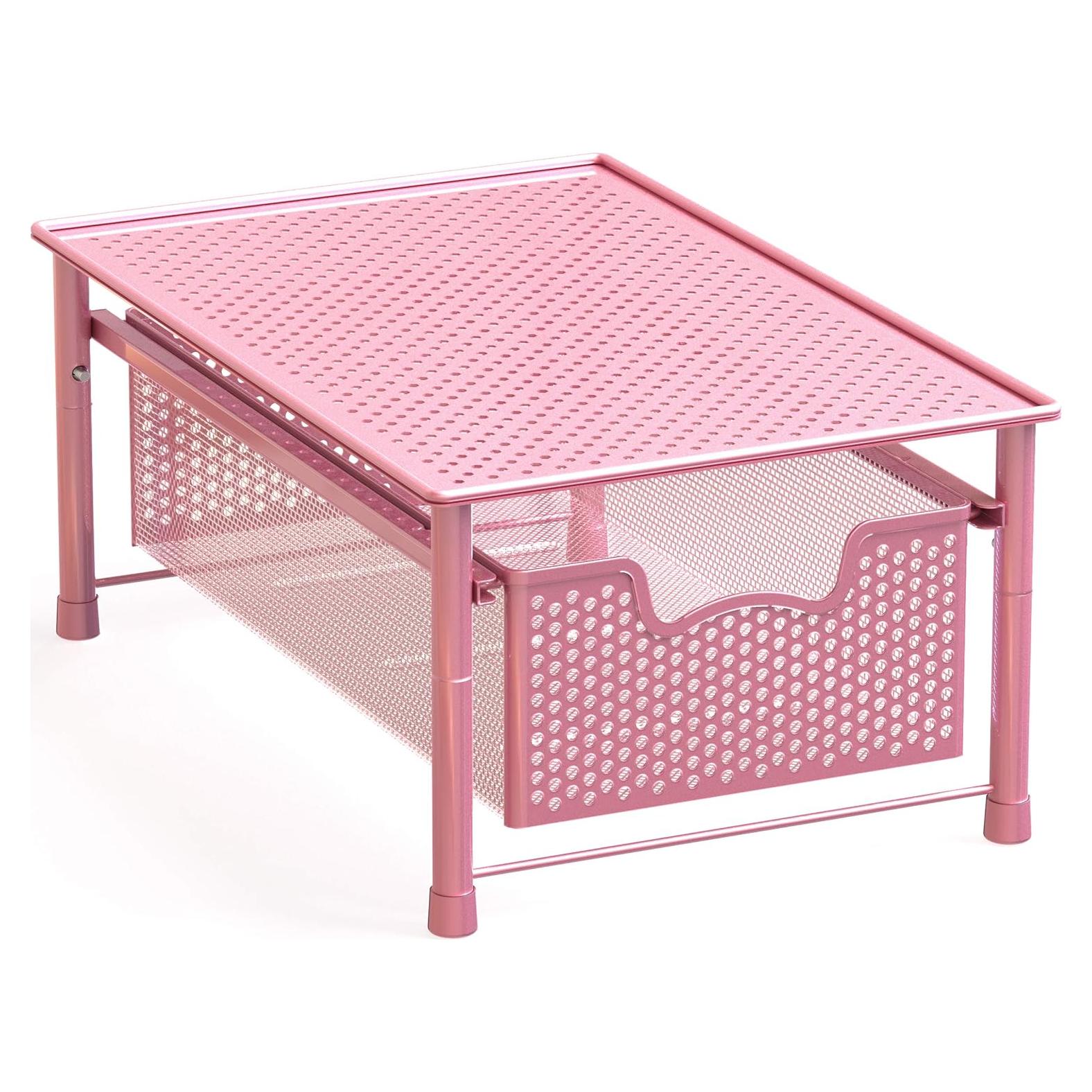 Organizador de Cajones Apilable Simple Houseware Rosa 1 Nivel