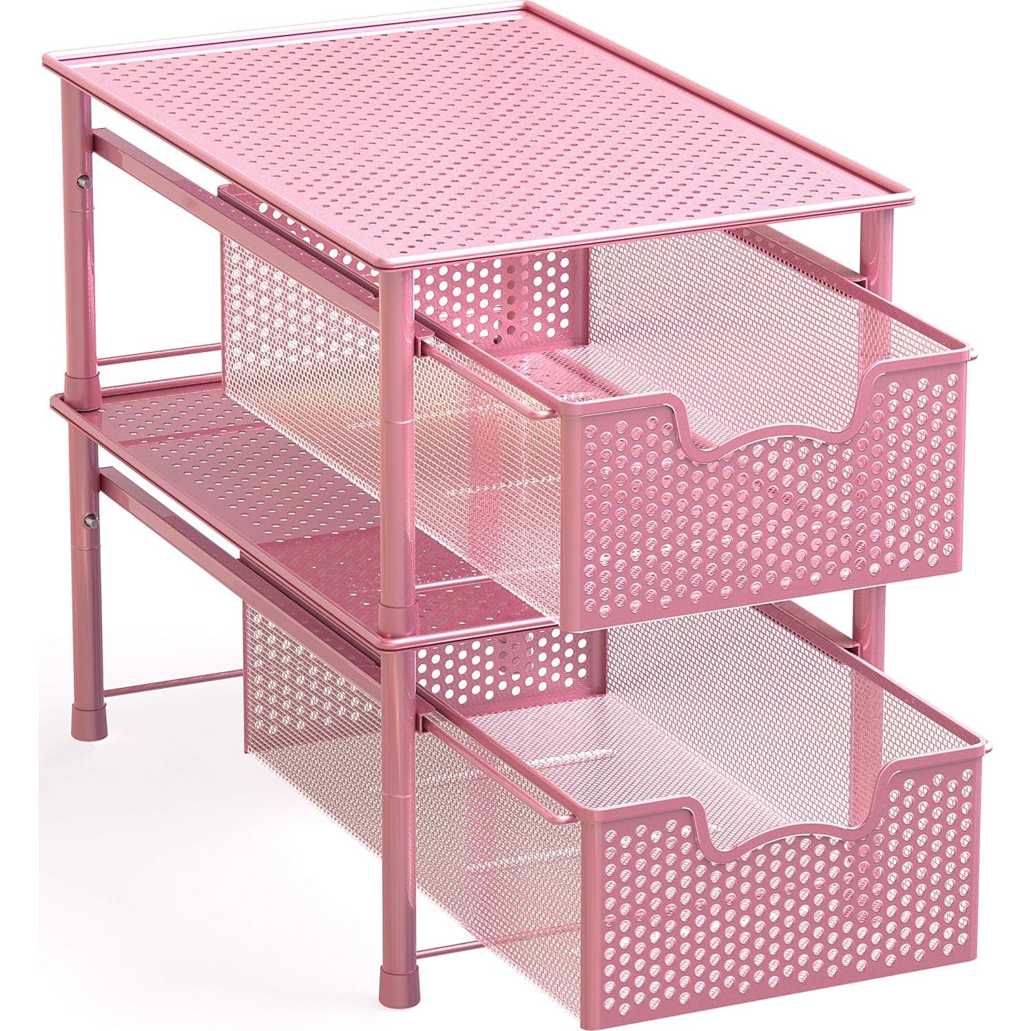 Organizador de Cajones Apilable Simple Houseware Rosa 1 Nivel