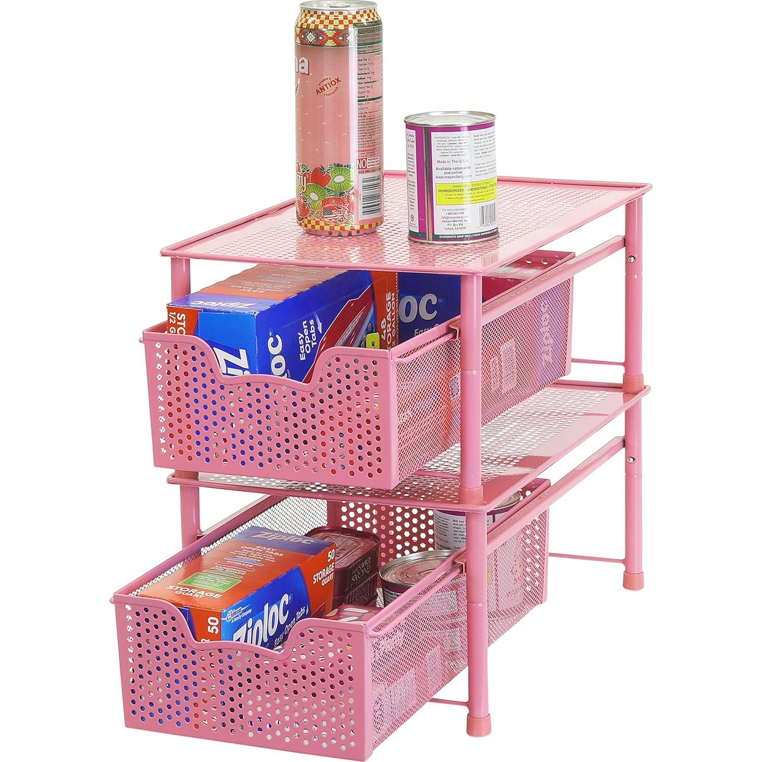 Organizador de Cajones Apilable Simple Houseware Rosa 1 Nivel