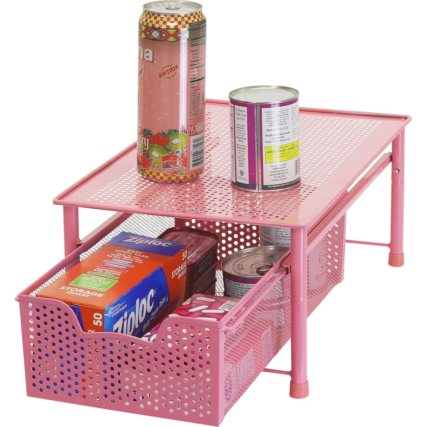 Organizador de Cajones Apilable Simple Houseware Rosa 1 Nivel