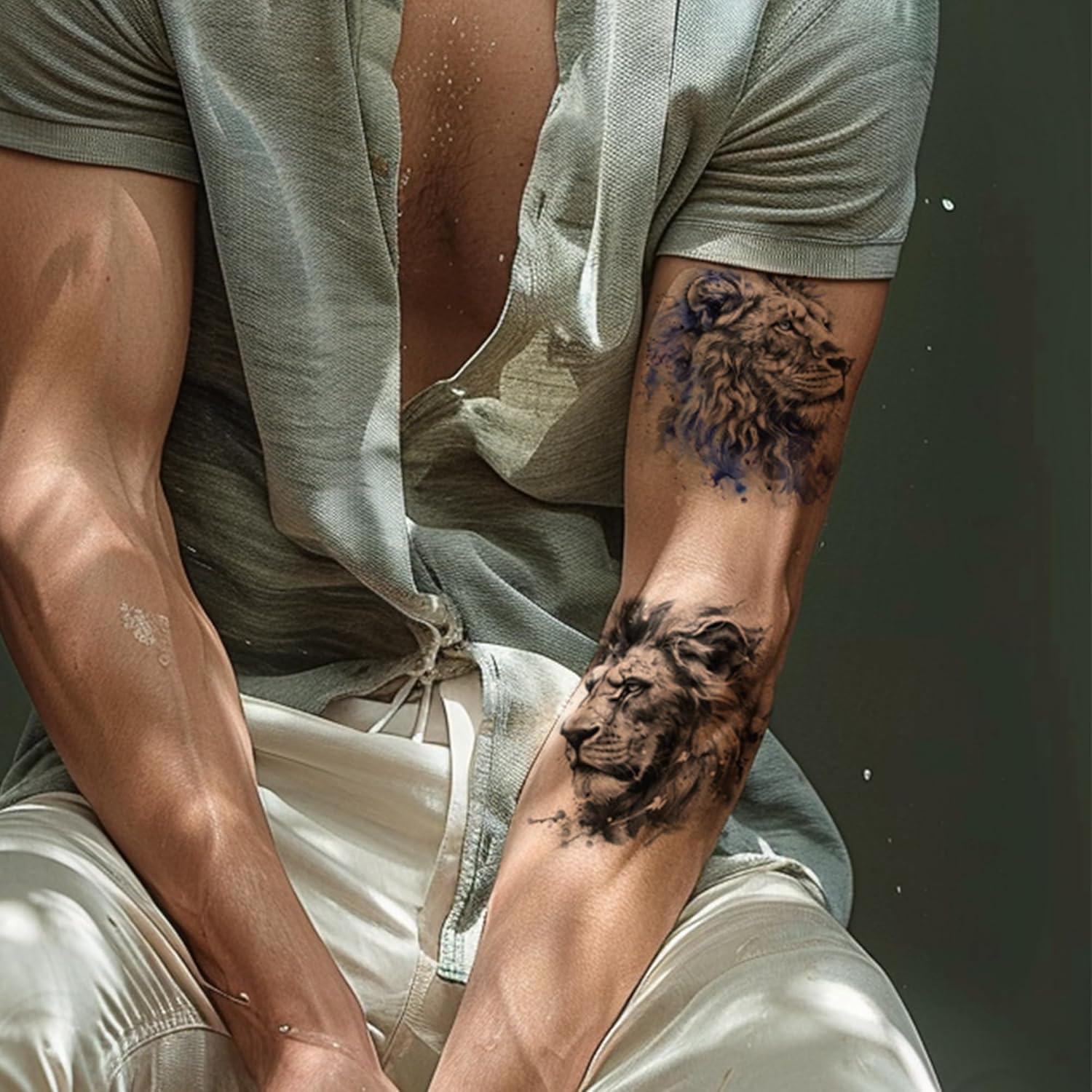 25 Hojas de Tatuajes Temporales Tough Beast - Animales Acuarelados