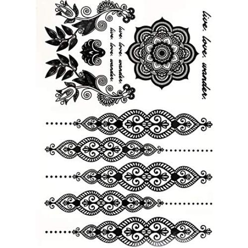 Tatuajes Temporales d'IRIS Studio - Mariposa Negra Grande y Mandala