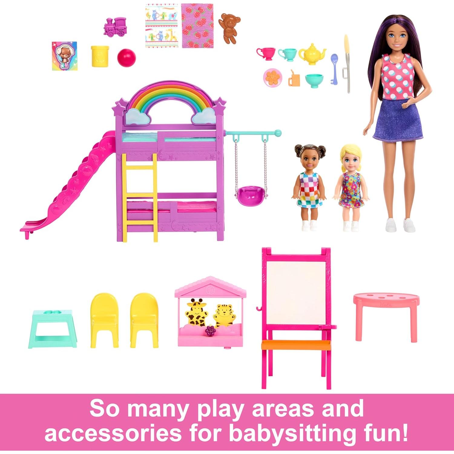 Juego de Guardería Barbie Skipper con 3 Muñecas y Accesorios