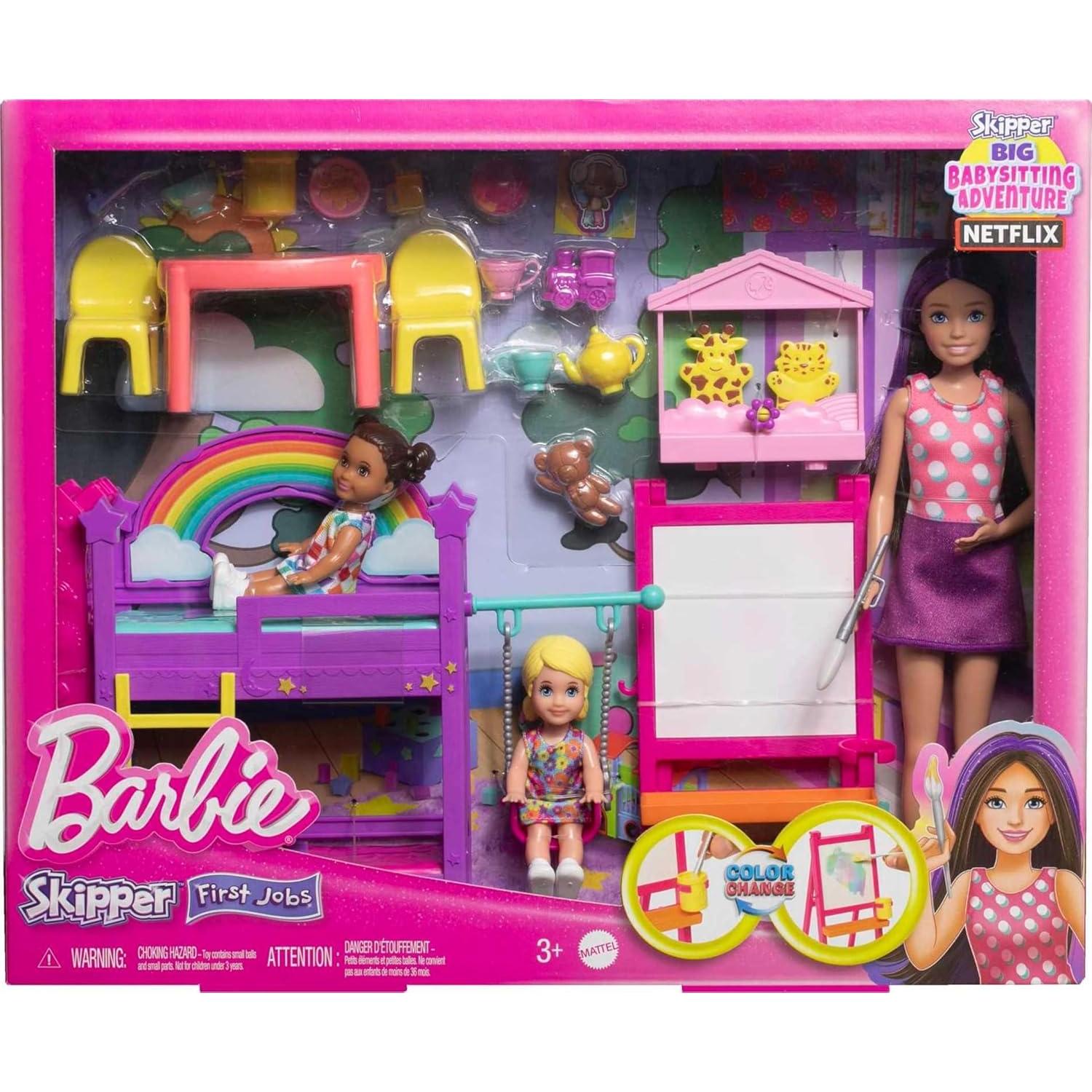 Juego de Guardería Barbie Skipper con 3 Muñecas y Accesorios