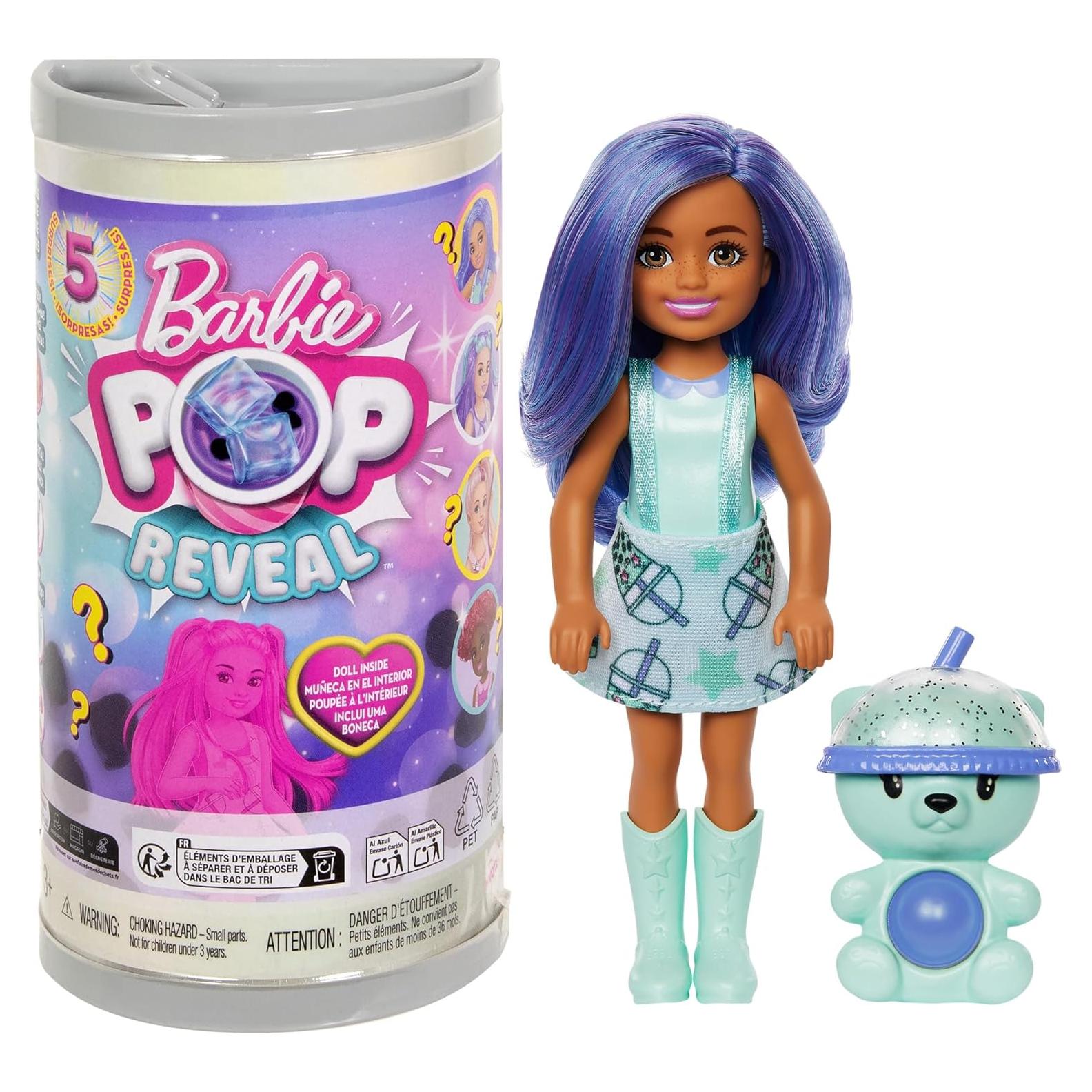 Muñeca Barbie Chelsea Pop Reveal Bubble Tea con 5 Sorprensas