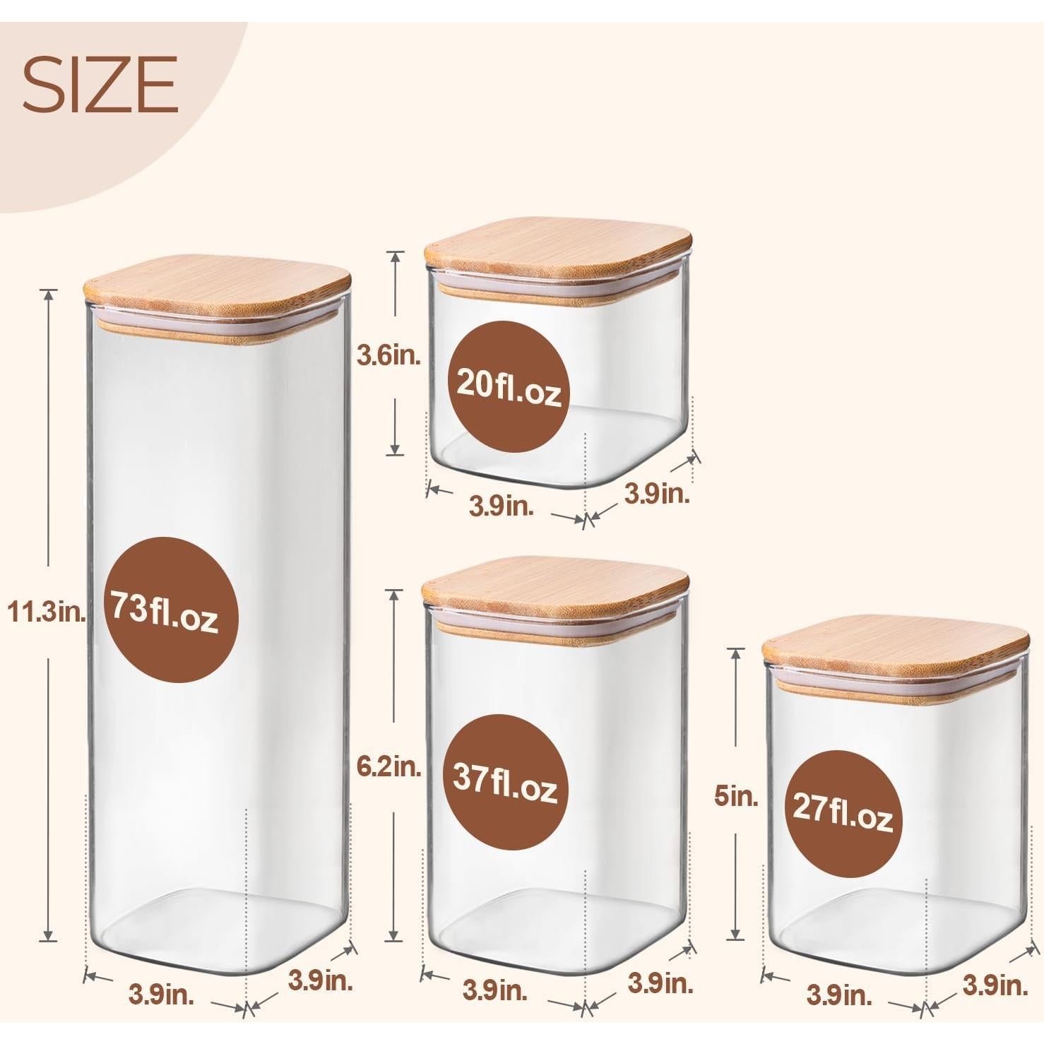 Set de 6 Tarros de Almacenamiento ComSaf de Vidrio Hermético