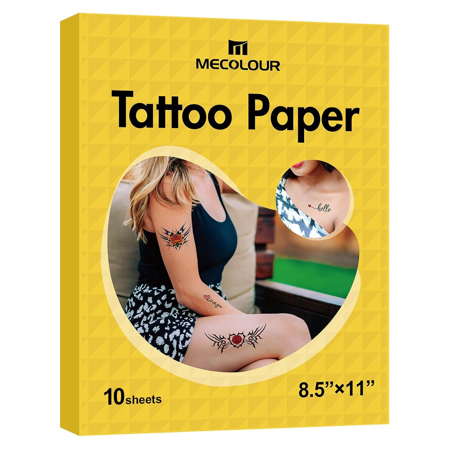 Papel de Tatuaje Temporal Imprimible MECOLOUR 10 Hojas 21.6x27.9 cm