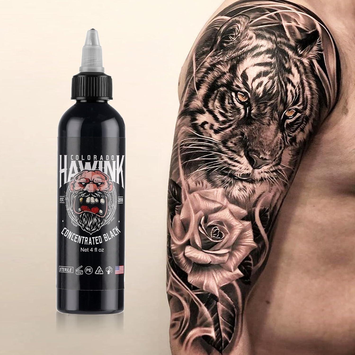 Tinta de Tatuaje Negra HAWINK 120ml - Pigmento Profesional