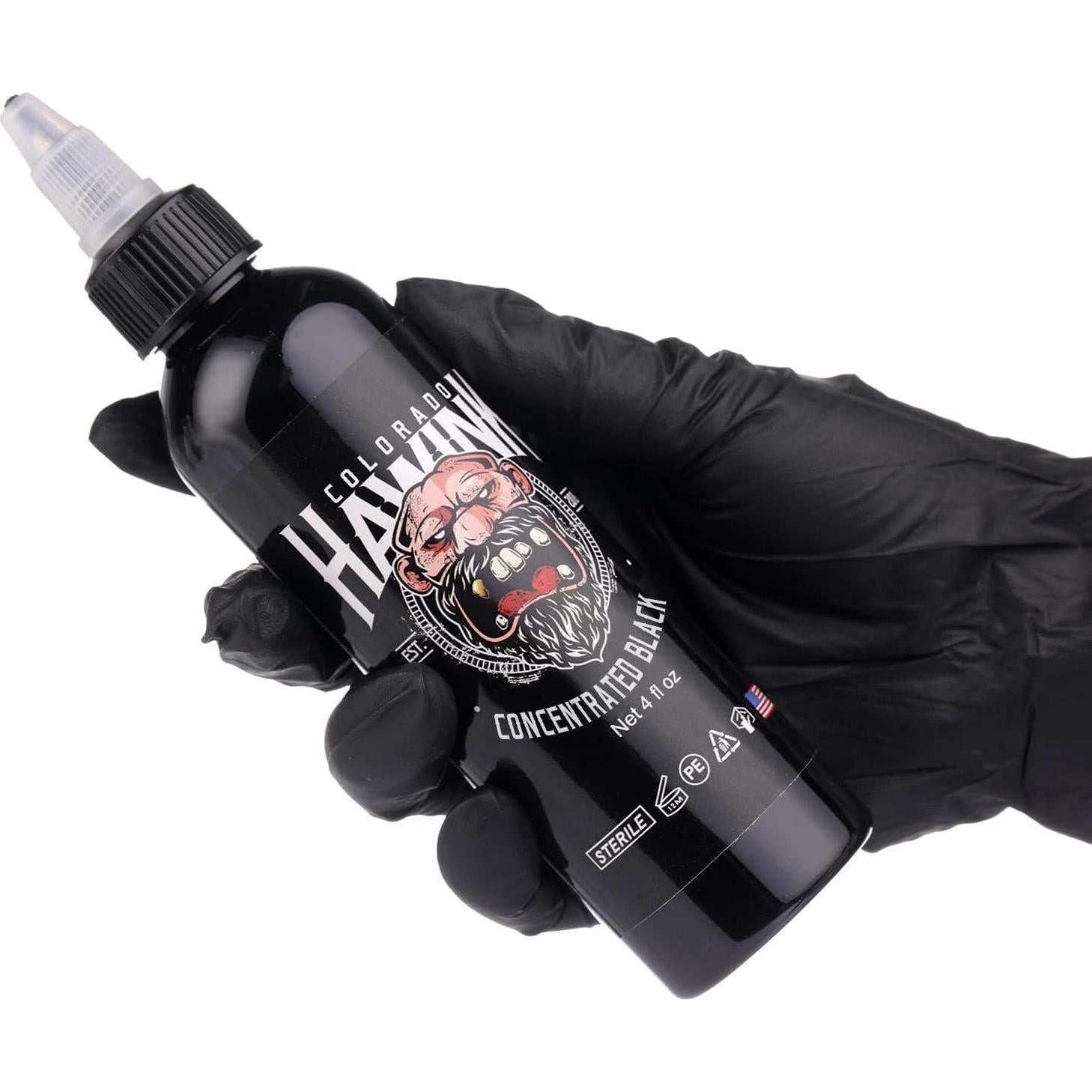 Tinta de Tatuaje Negra HAWINK 120ml - Pigmento Profesional