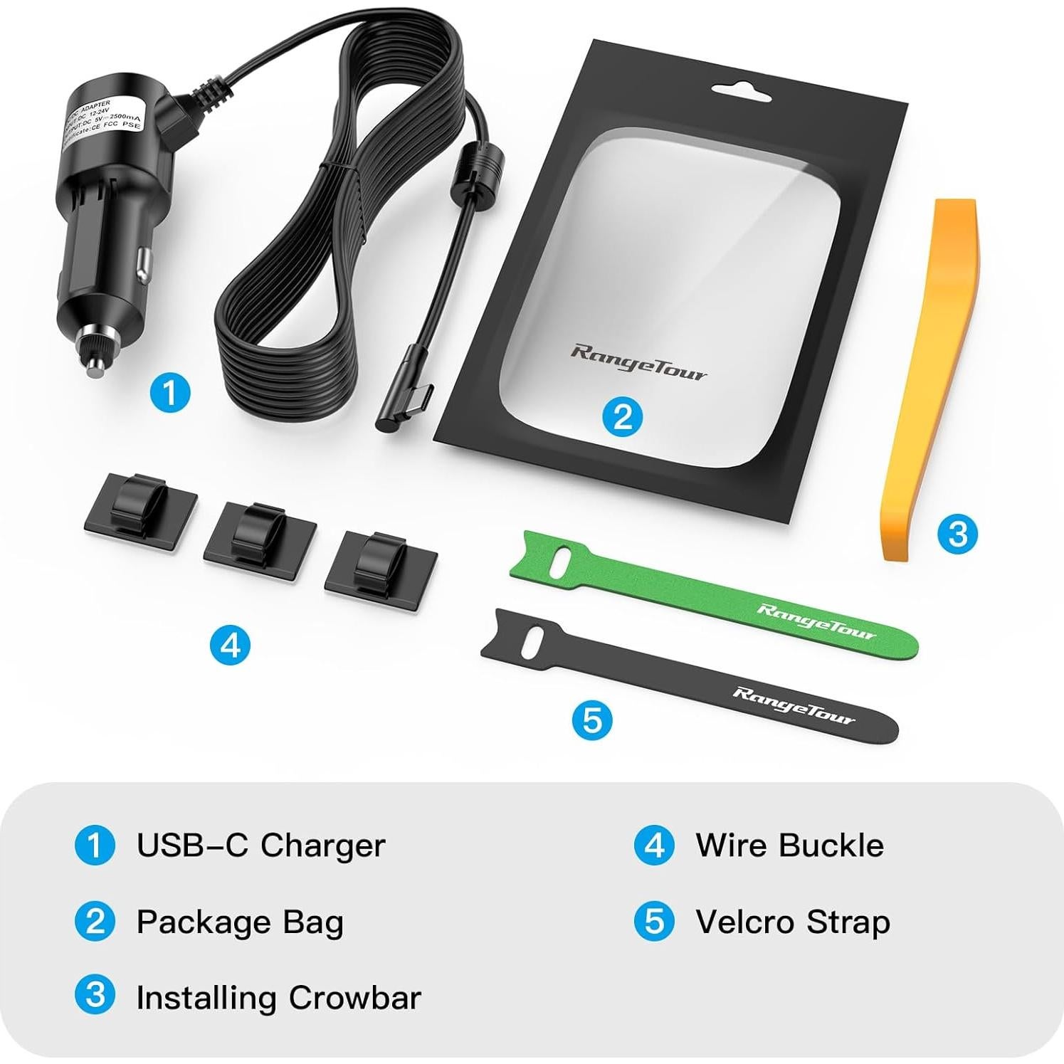 Cargador de Coche USB-C Range Tour 2.5A 3.5m 12V/24V