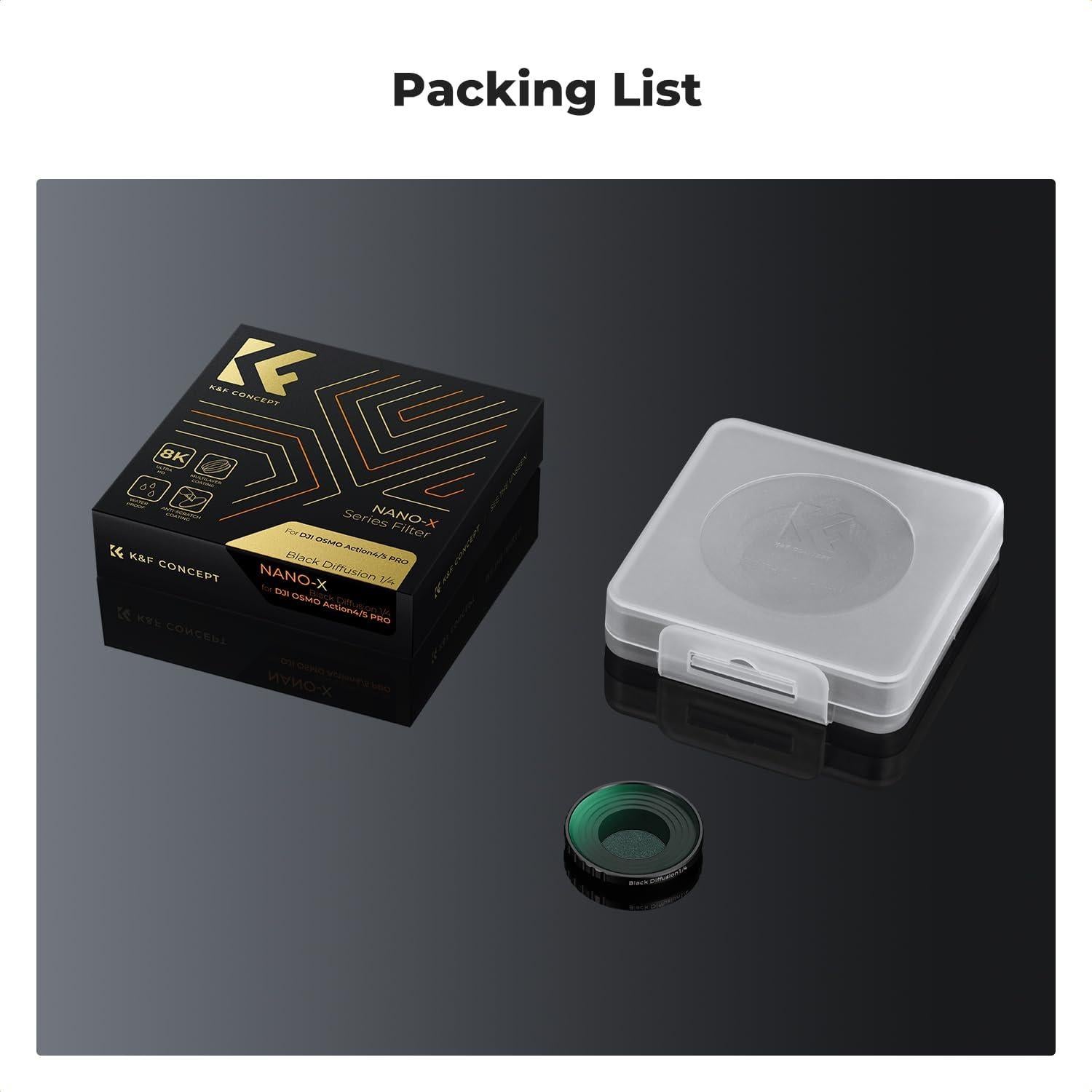 Filtro de Difusión Negra 1/4 K&F Concept para DJI Osmo Action 5/4