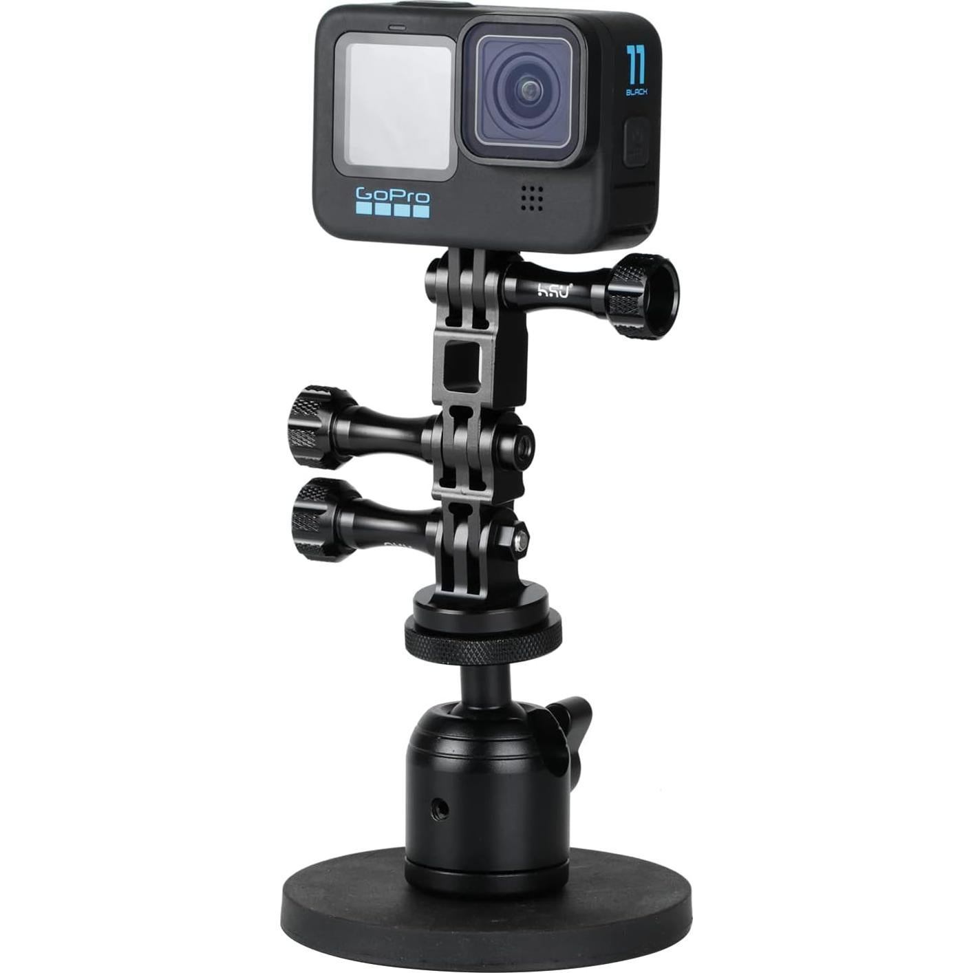 Brazo de Extensión Ajustable HSU para GoPro Hero 13/12/11/10/9/8/7/6/5 - Aluminio Negro