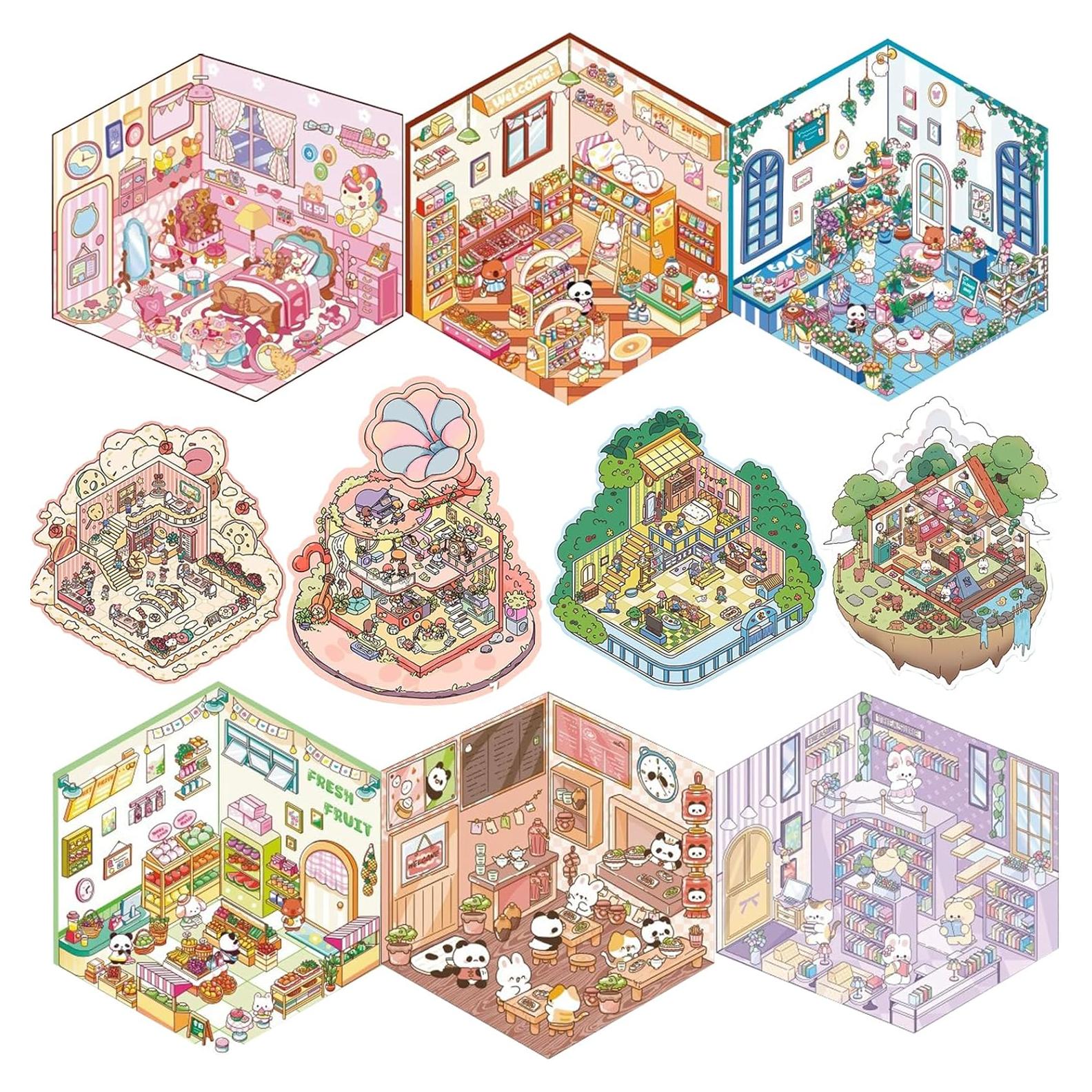 10 Pegatinas 3D Decorativas Bayurht para Manualidades