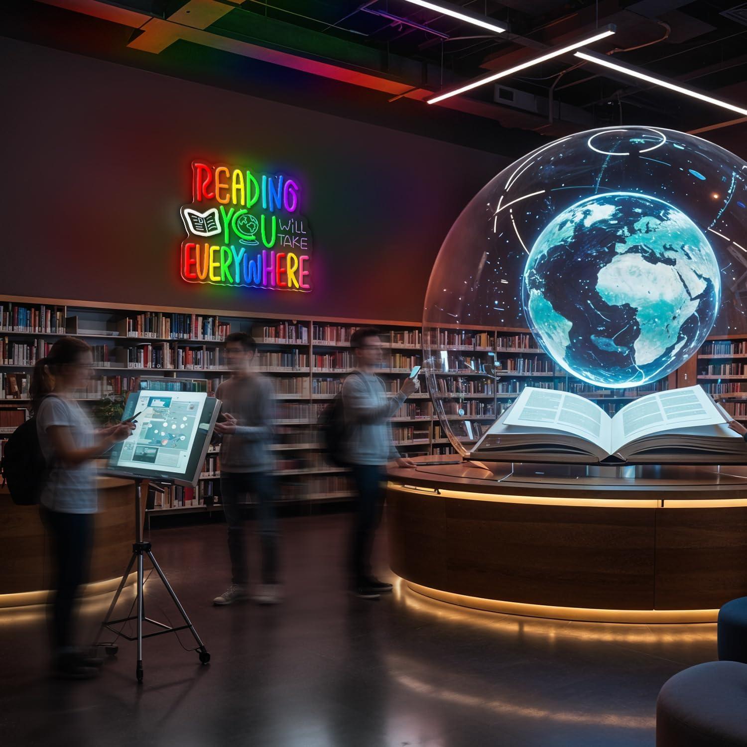 Letrero de Neón LED Sneignon 'La Lectura Te Lleva a Todas Partes'