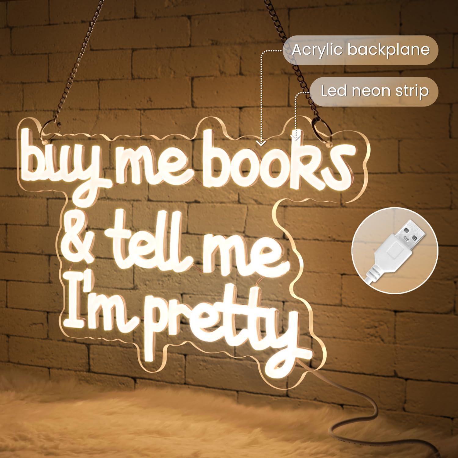 Señal de Neón LED Sneignon 'Compra Me Libros y Dime que Soy Bonita' 37.1x22.1 cm