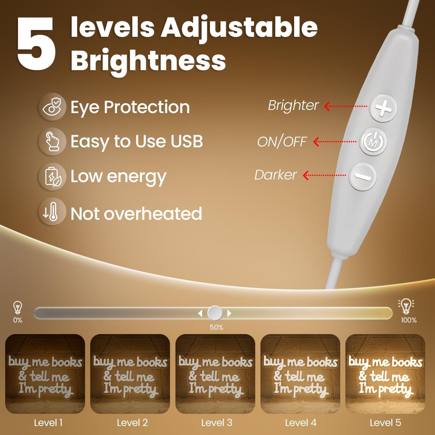 Señal de Neón LED Sneignon 'Compra Me Libros y Dime que Soy Bonita' 37.1x22.1 cm