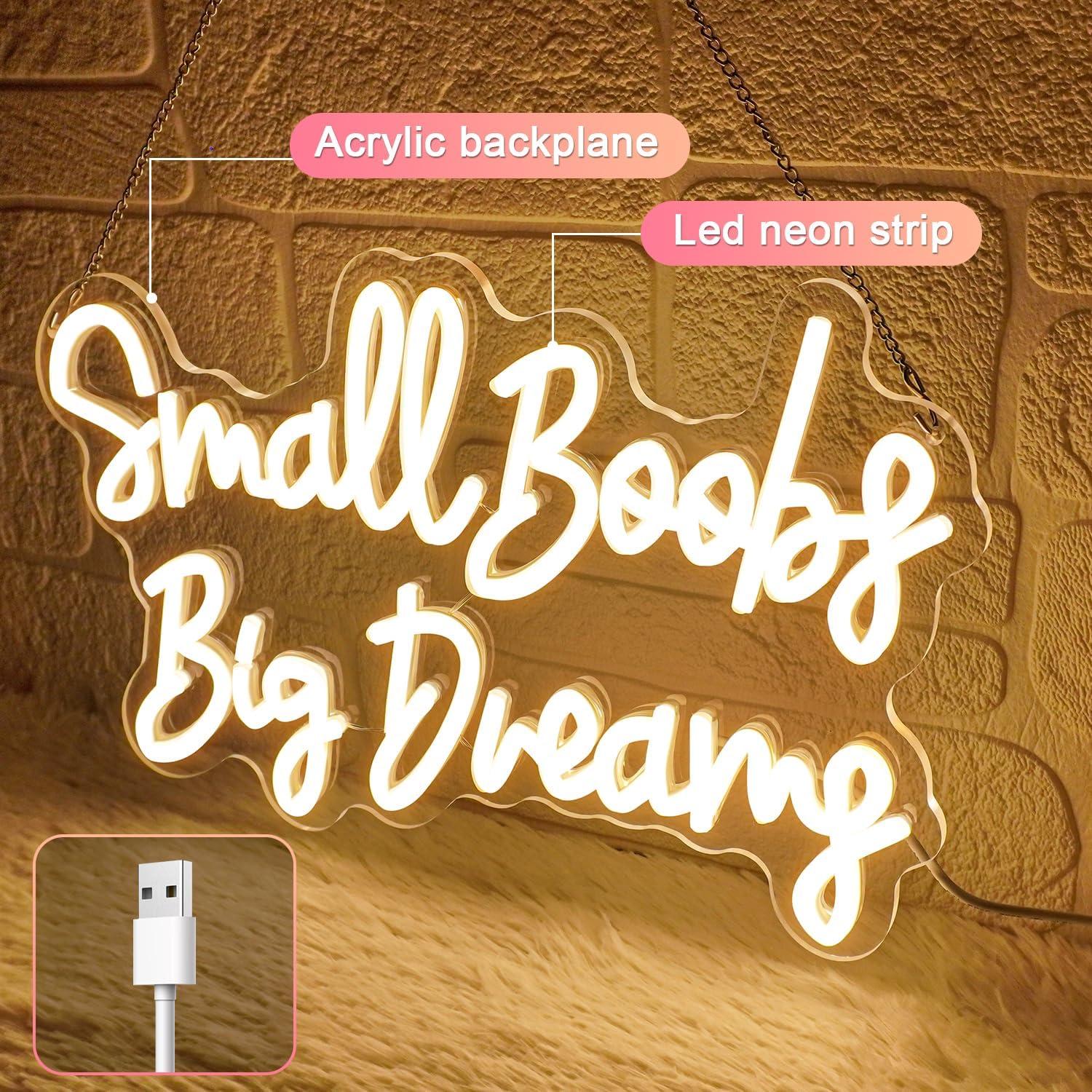 Letrero de Neón LED Sneignon 'Pequeños Senos Grandes Sueños' 35.5x22.9cm