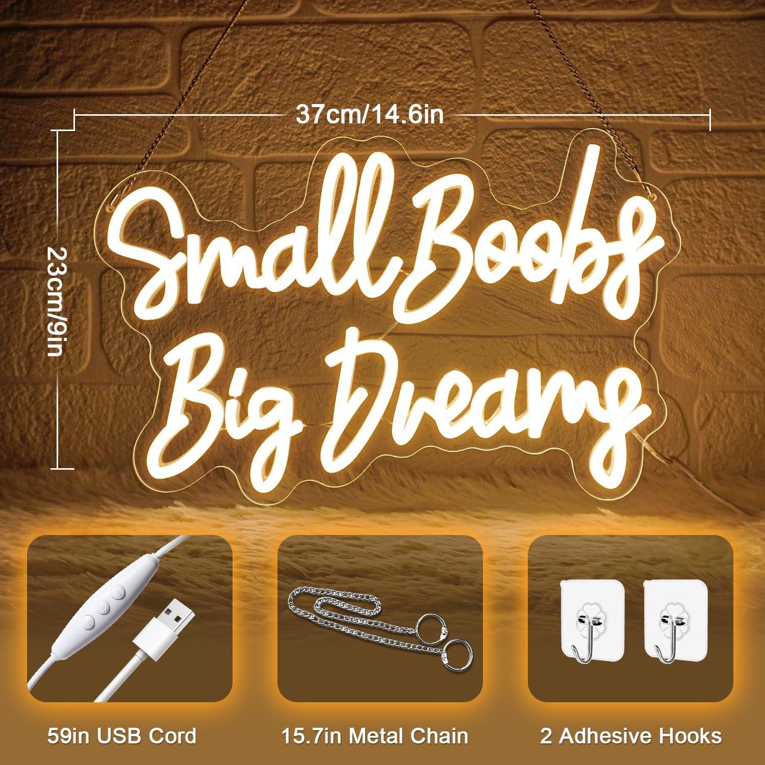 Letrero de Neón LED Sneignon 'Pequeños Senos Grandes Sueños' 35.5x22.9cm