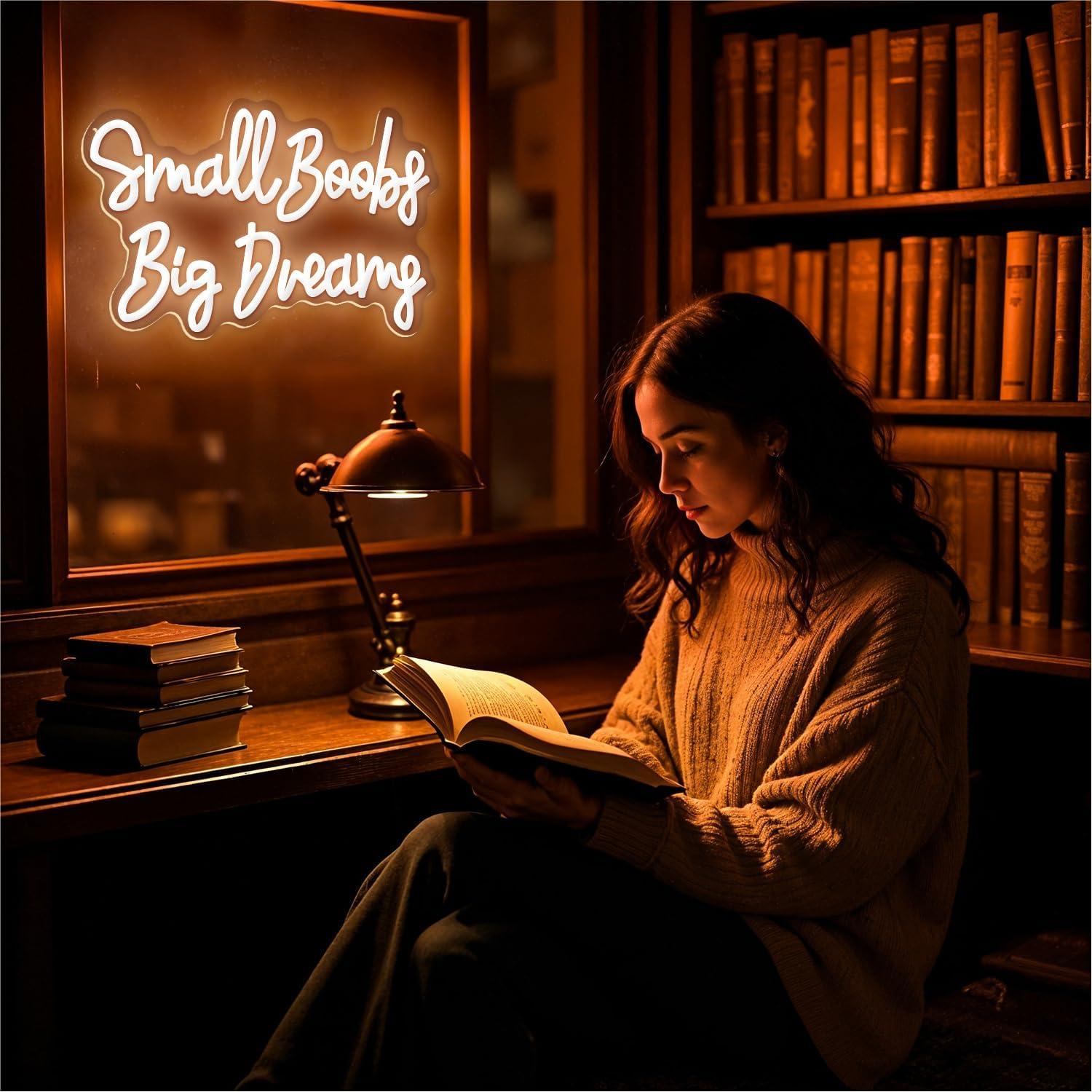 Letrero de Neón LED Sneignon 'Pequeños Senos Grandes Sueños' 35.5x22.9cm