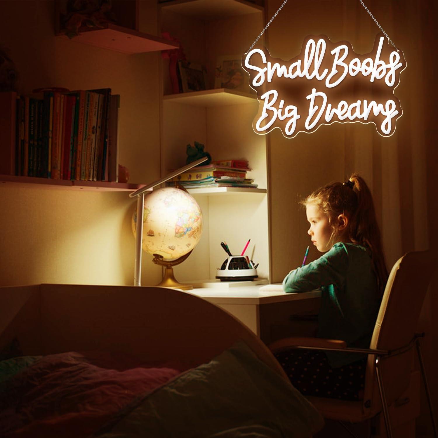 Letrero de Neón LED Sneignon 'Pequeños Senos Grandes Sueños' 35.5x22.9cm