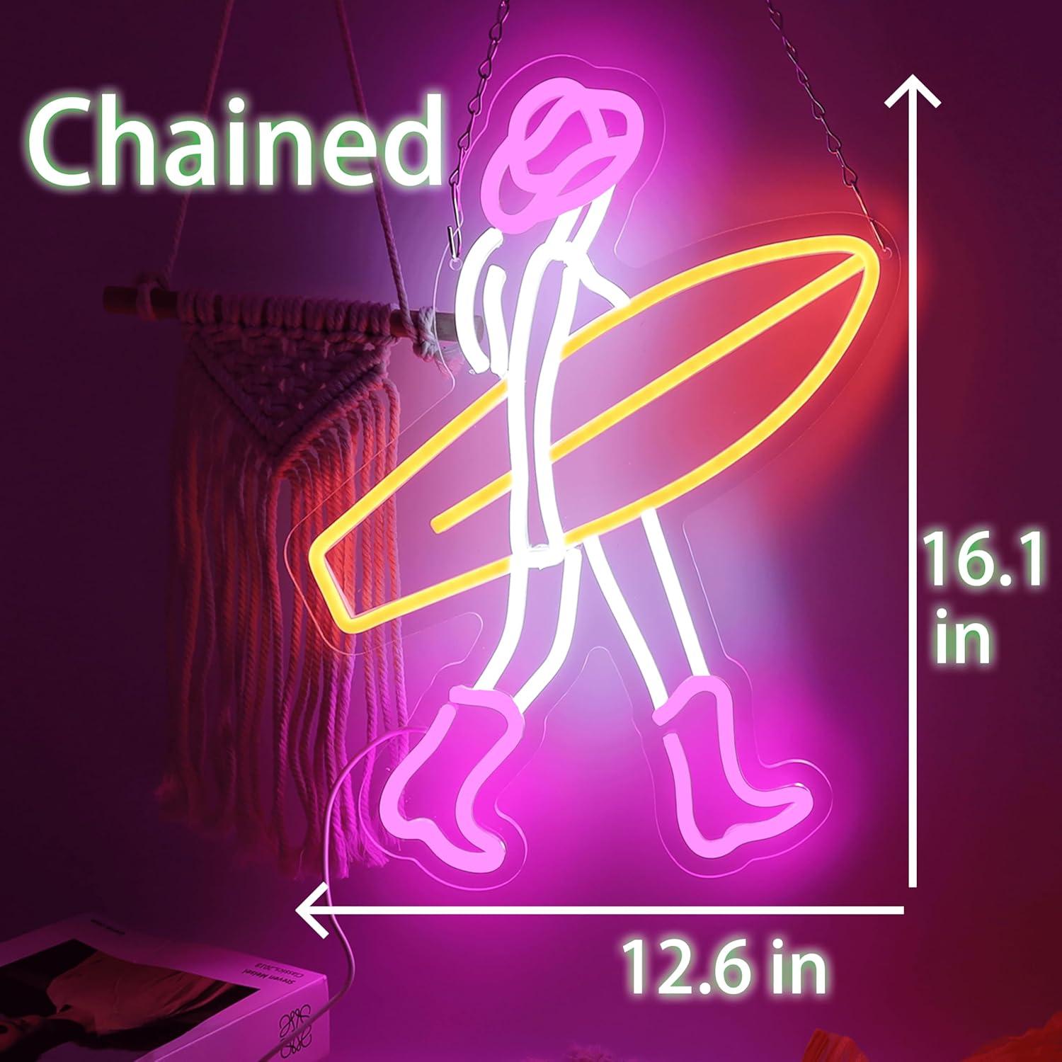 Cartel Neón LED Vaquera Rosa 40.9x32cm Decoración Pared