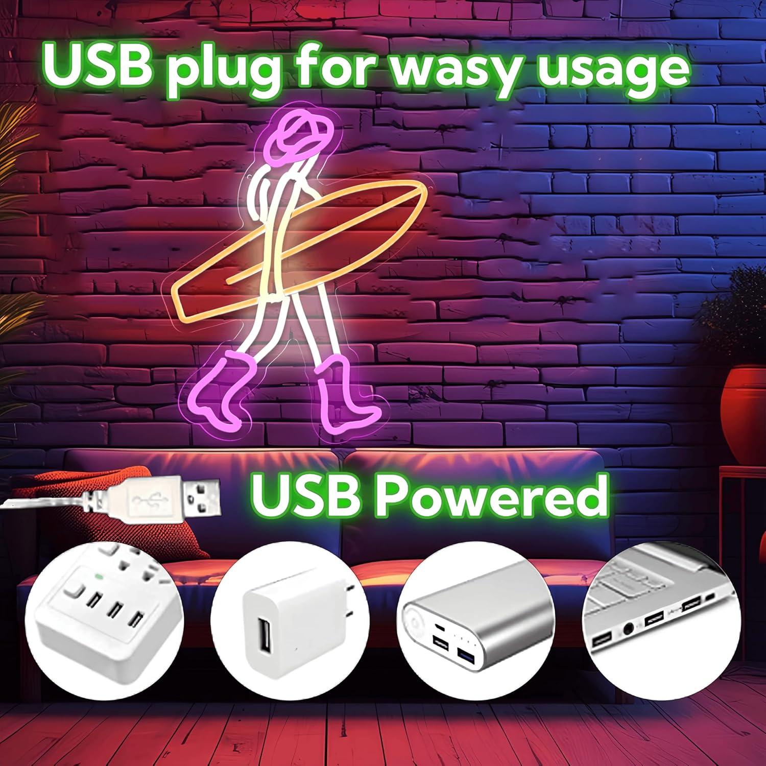 Cartel Neón LED Vaquera Rosa 40.9x32cm Decoración Pared