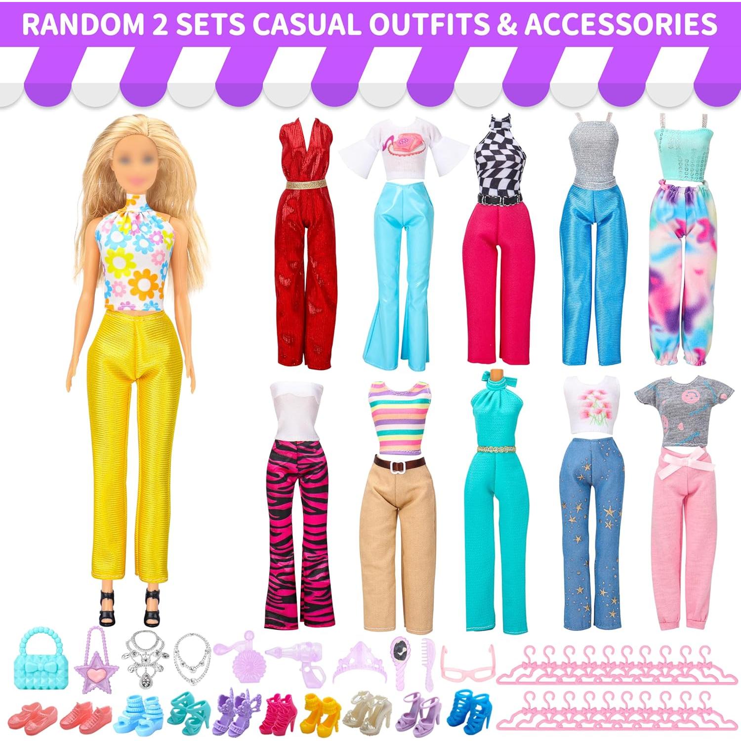 56 Piezas Ropa de Muñeca Style Shine - Vestidos y Accesorios