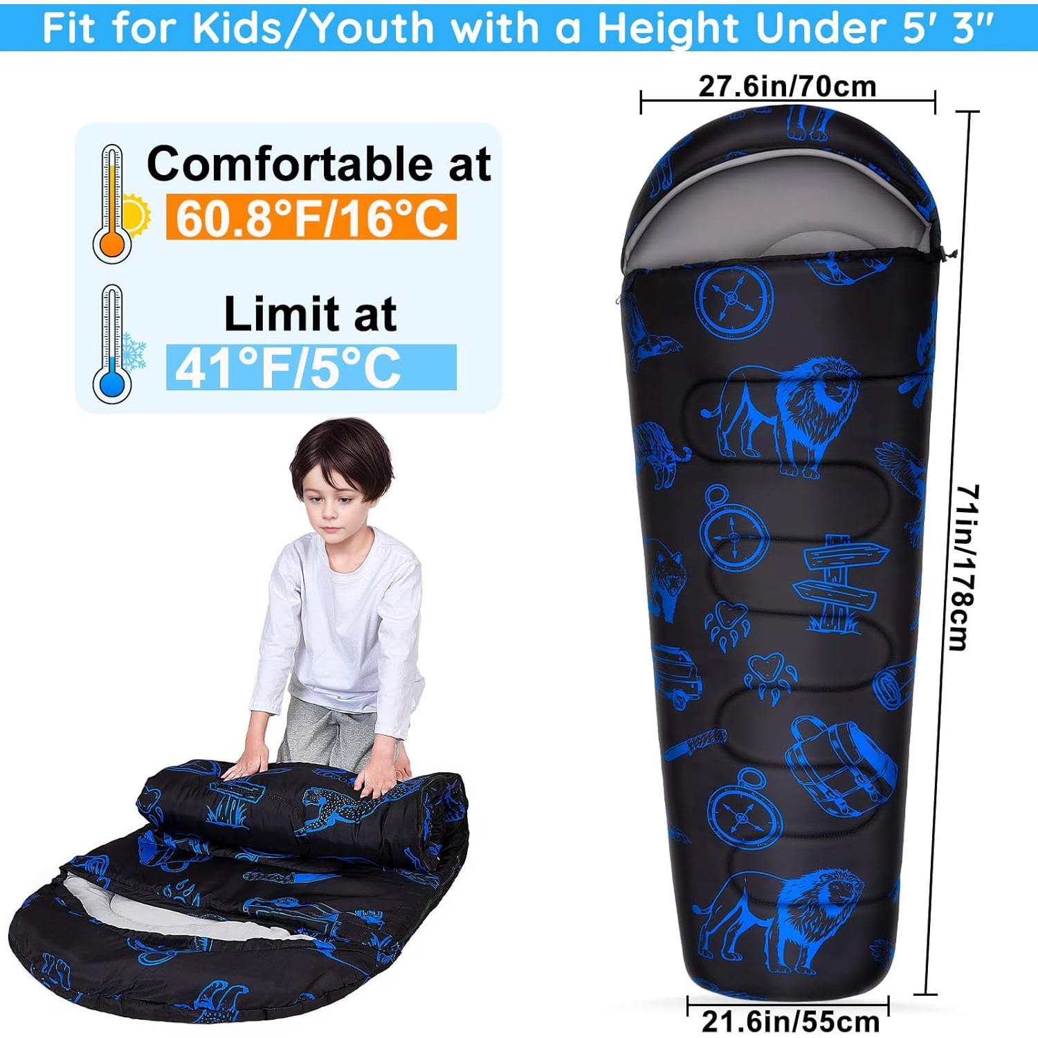 Saco de dormir FIOBEE para niños 3 estaciones 178x71cm