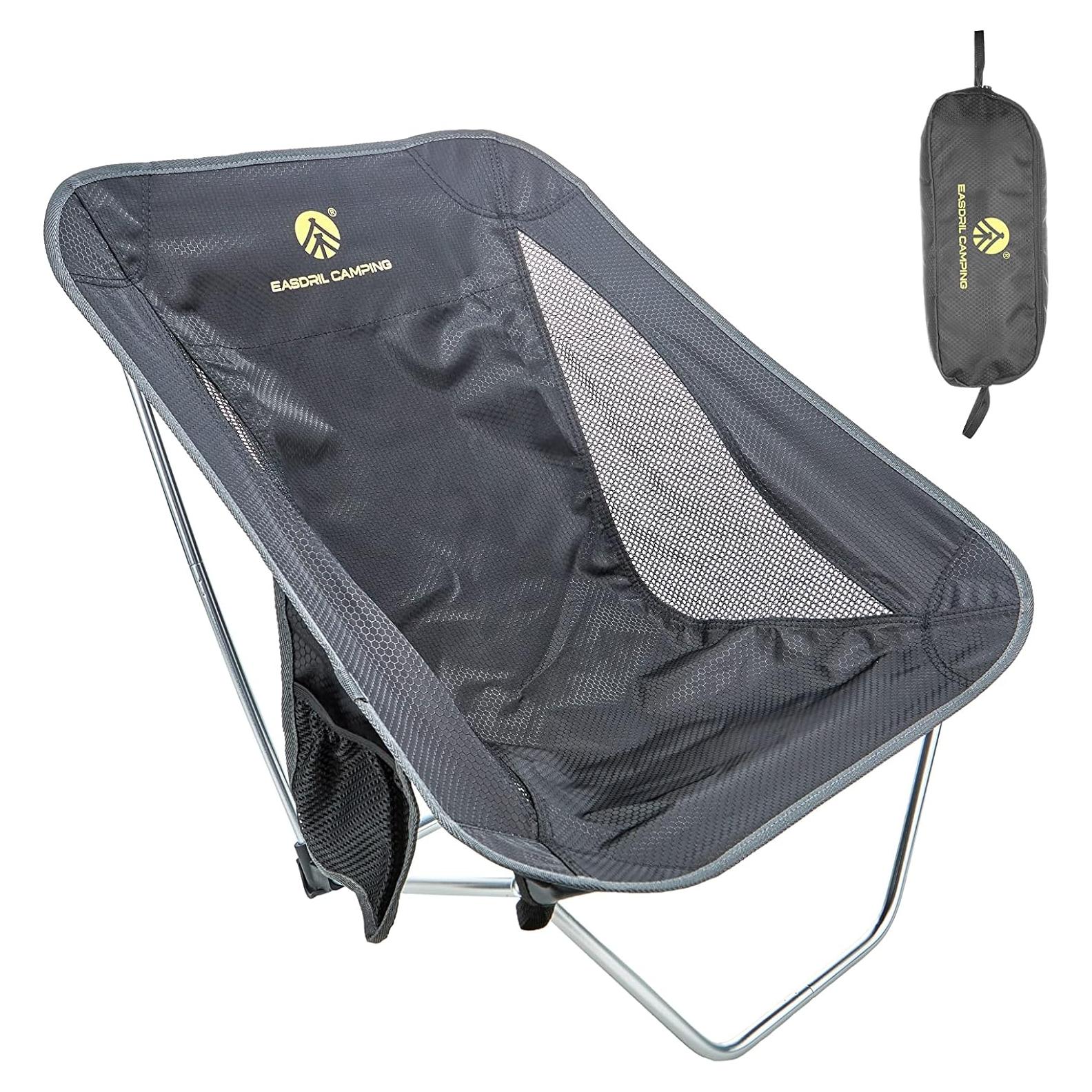 Silla de Camping Plegable EASDRIL Negra Ultraligera 0.79kg