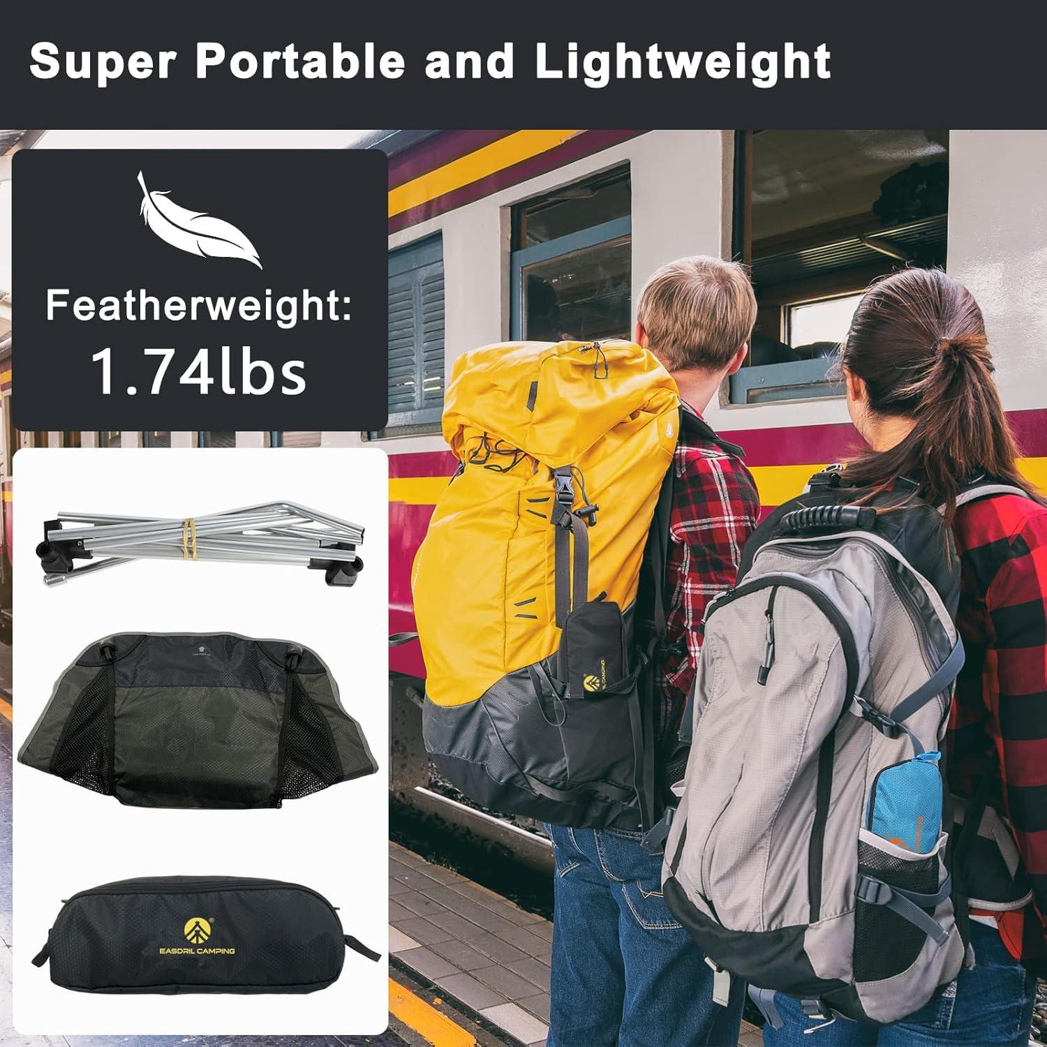 Silla de Camping Plegable EASDRIL Negra Ultraligera 0.79kg