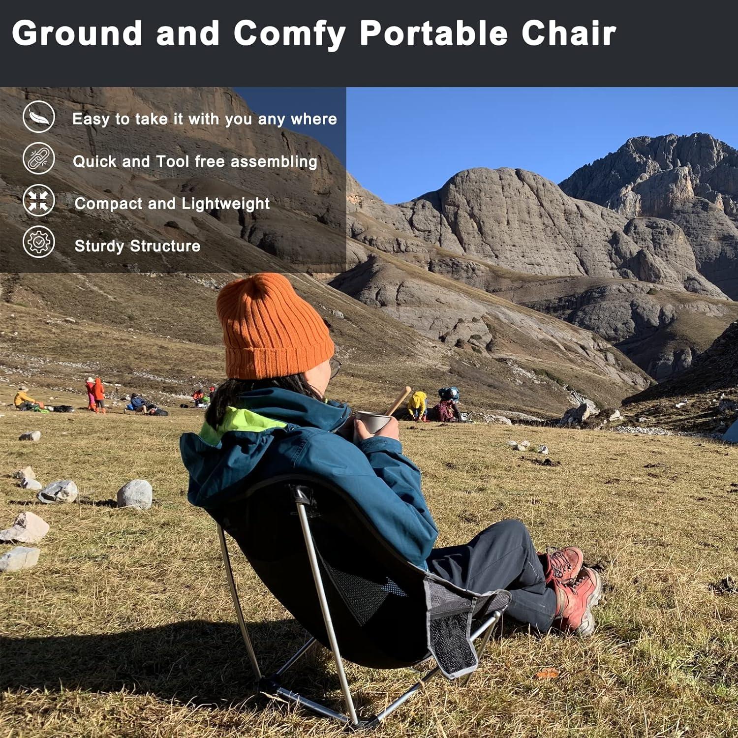 Silla de Camping Plegable EASDRIL Negra Ultraligera 0.79kg