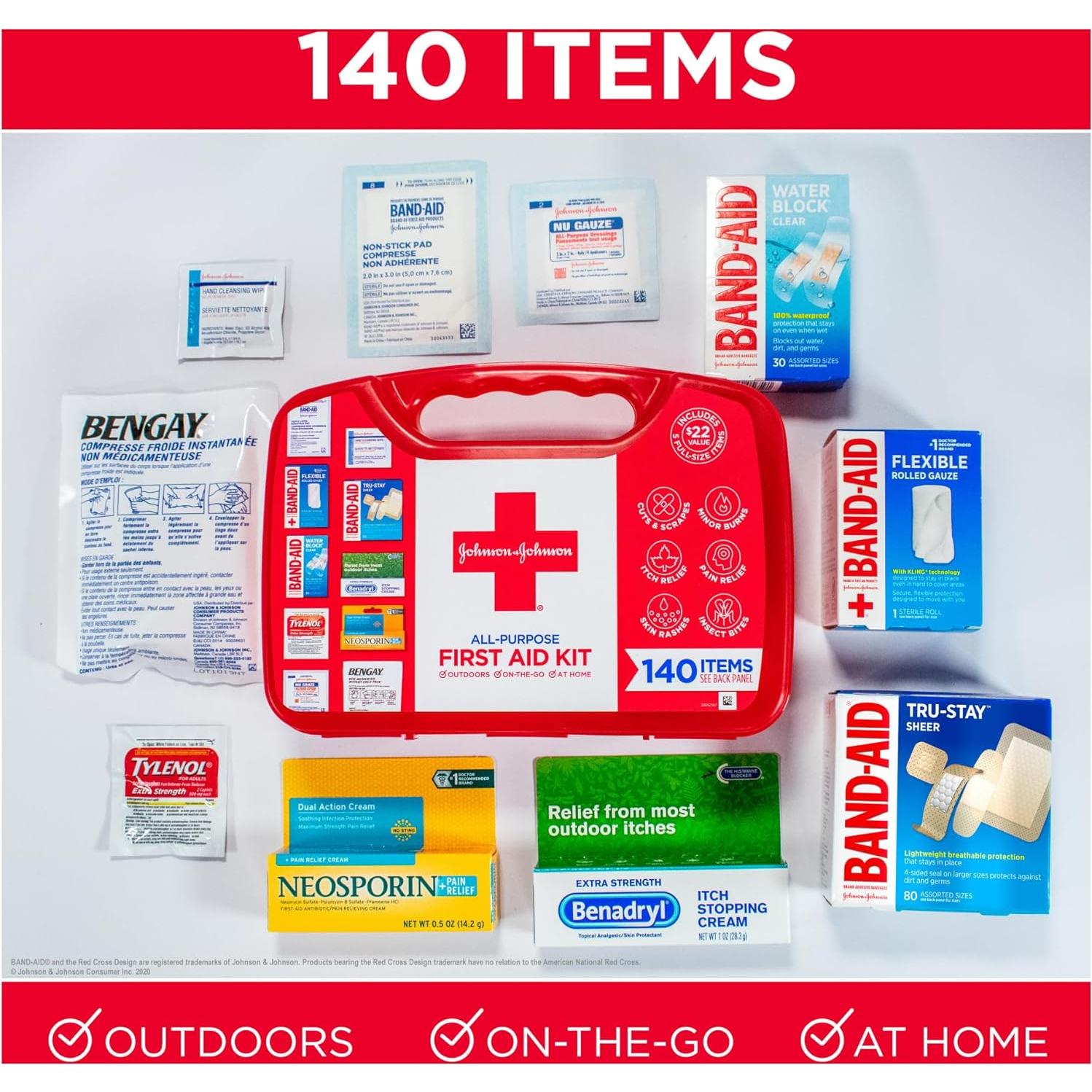 Kit de Primeros Auxilios Johnson & Johnson 140 Piezas Portátil