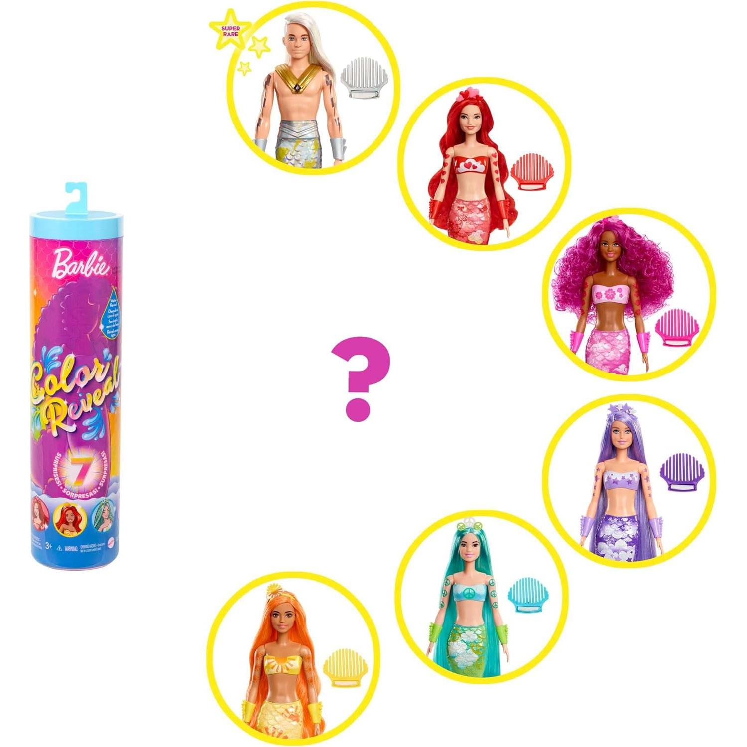 Muñeca Barbie Color Reveal Sirena Arcoíris 7 Sorpresas