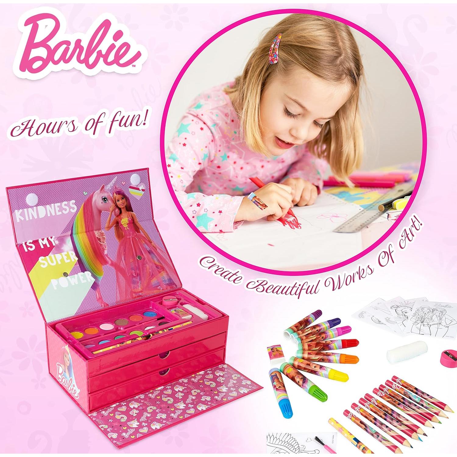 Set de Arte Barbie 41 Piezas con Lápices y Marcadores