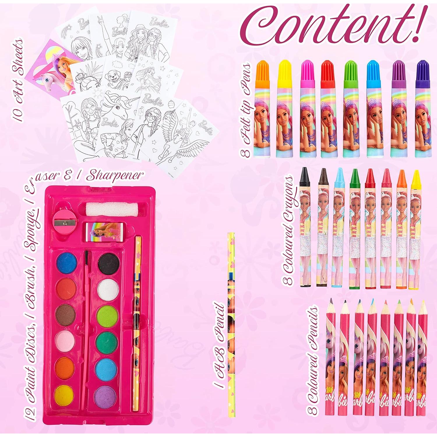 Set de Arte Barbie 41 Piezas con Lápices y Marcadores