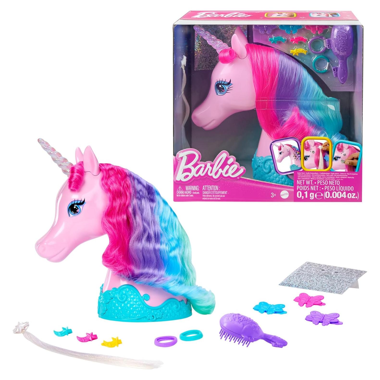 Cabeza de Estilo Unicornio Barbie con Accesorios y Stickers