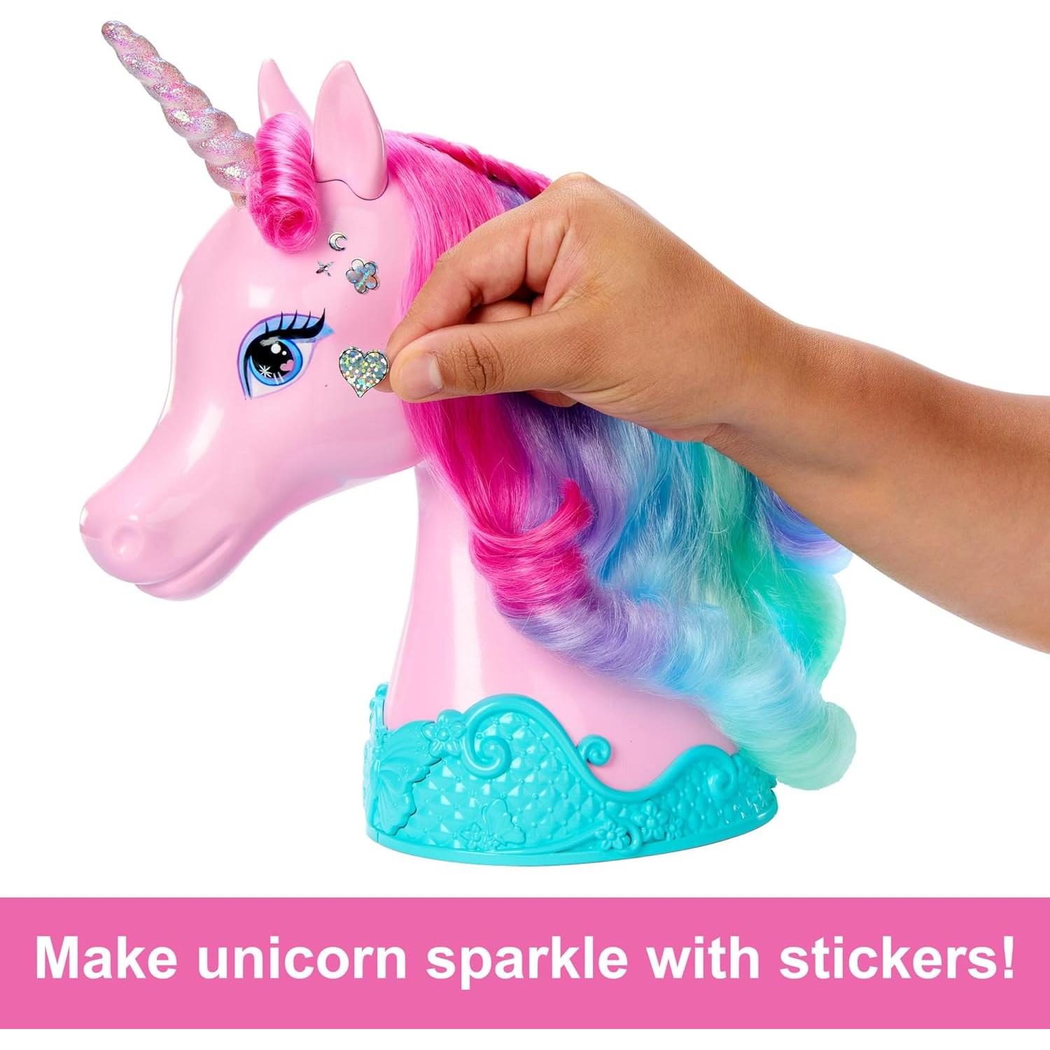 Cabeza de Estilo Unicornio Barbie con Accesorios y Stickers