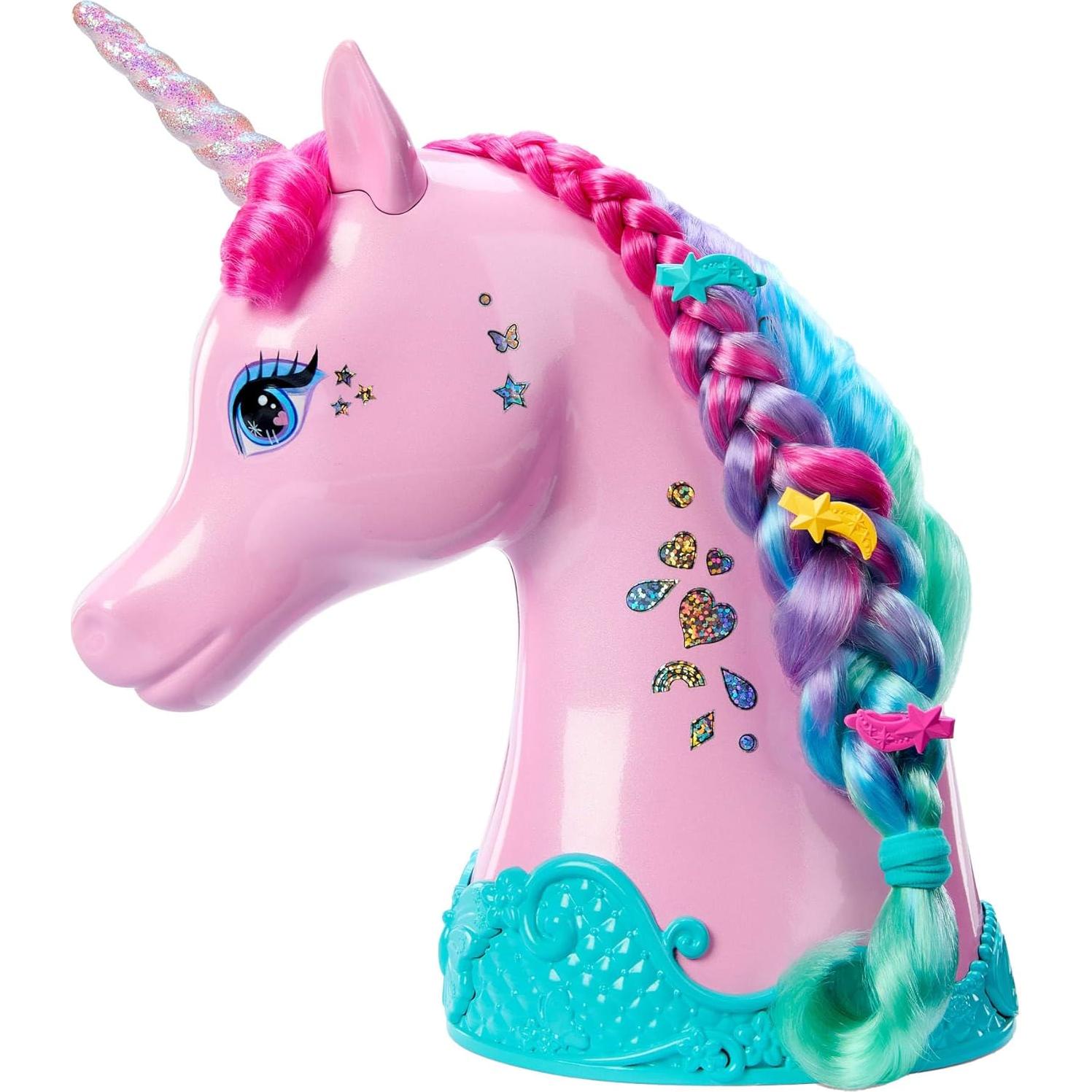 Cabeza de Estilo Unicornio Barbie con Accesorios y Stickers