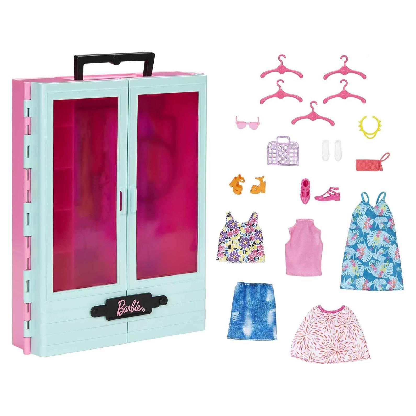 Juego de armario Barbie con 3 atuendos y accesorios