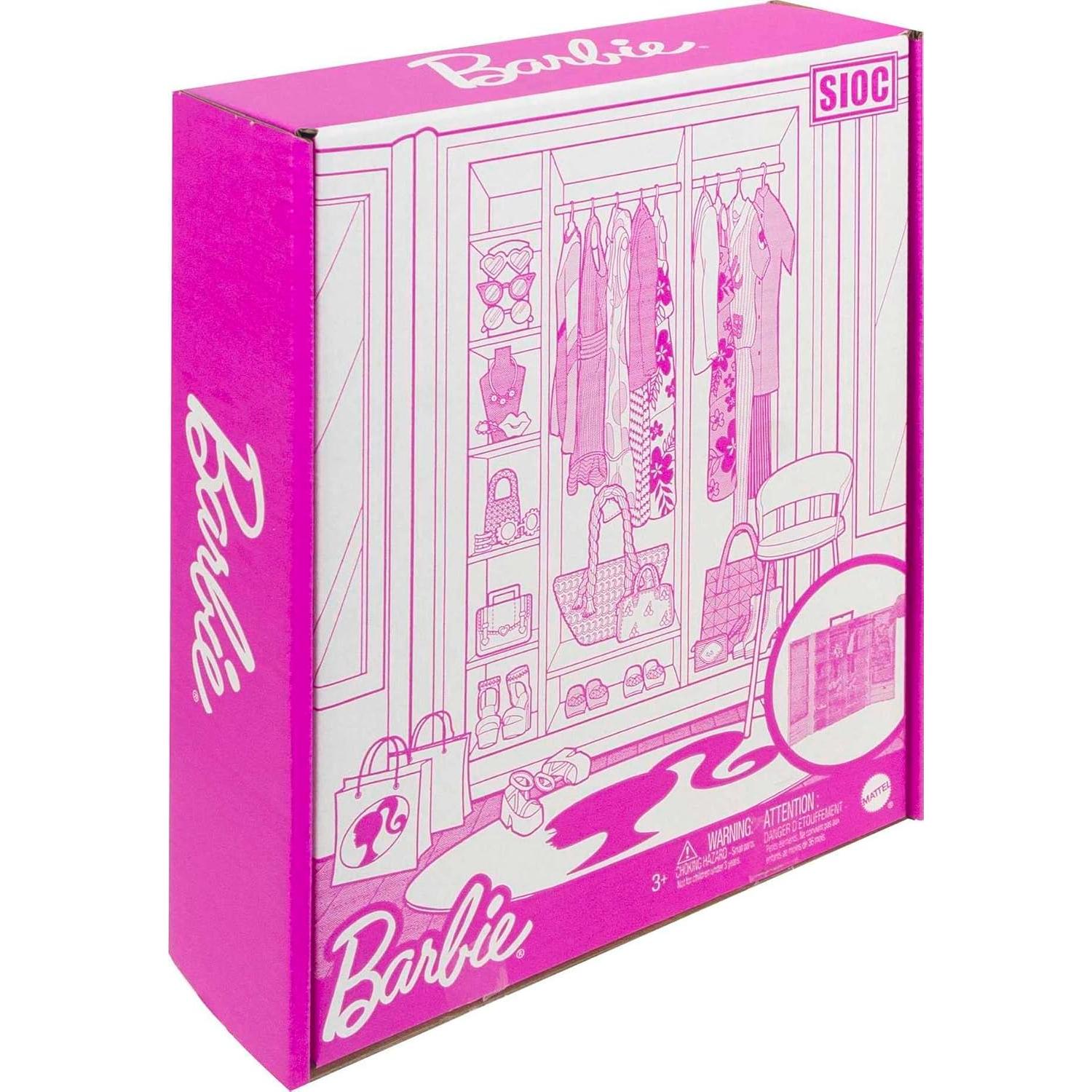 Juego de armario Barbie con 3 atuendos y accesorios