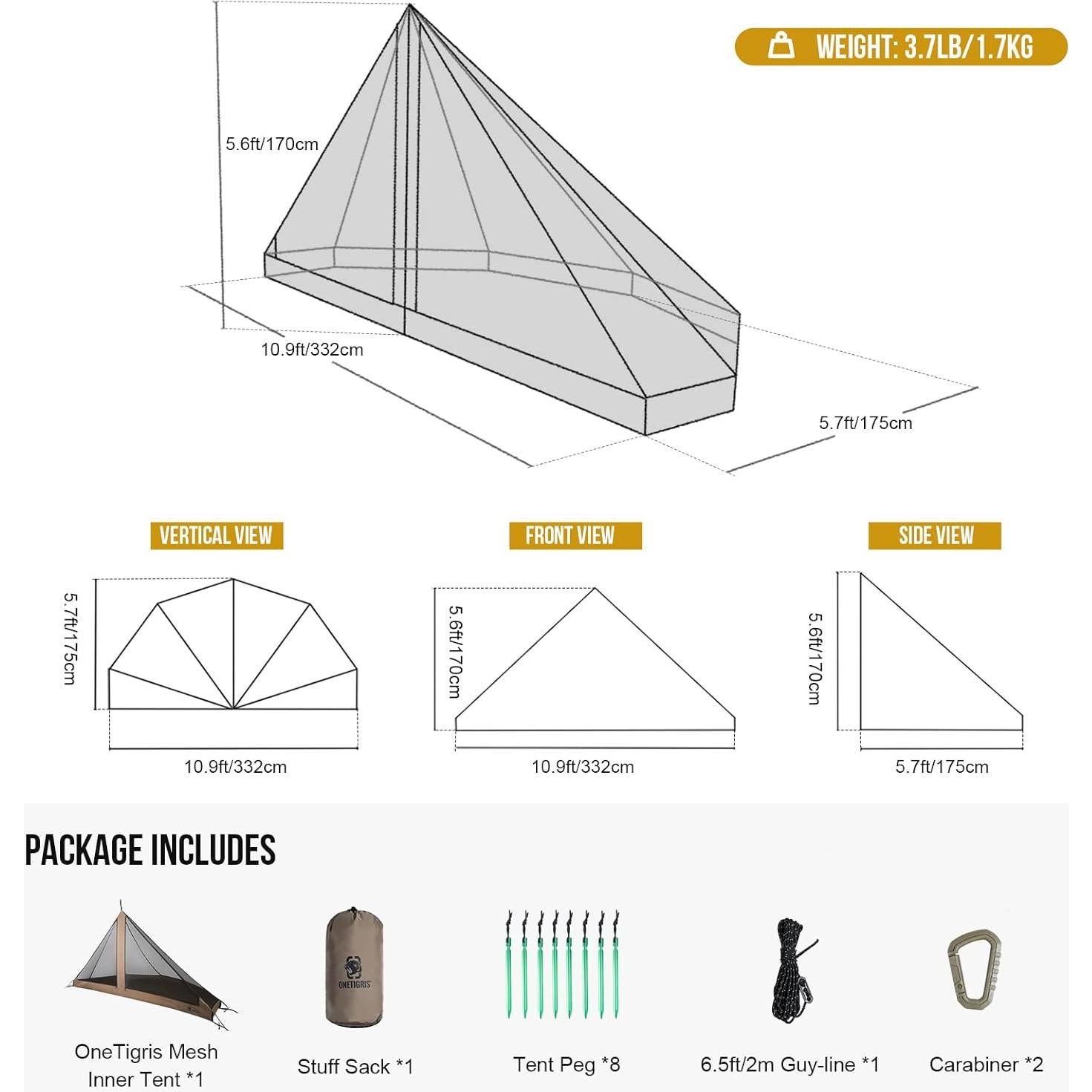 Tienda de Camping OneTigris Rock Fortress Tipi 6 Personas Impermeable