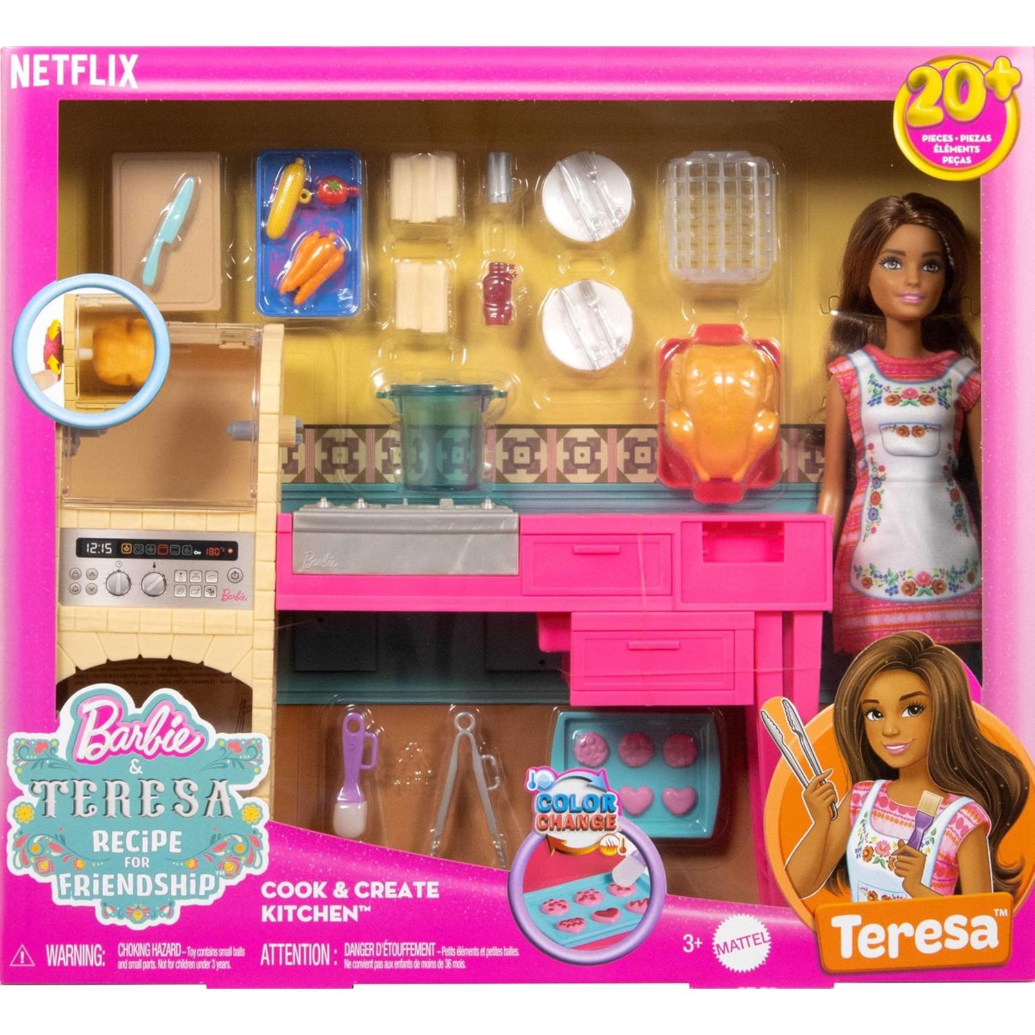 Muñeca Teresa Barbie Receta de Amistad Juego de Cocina 20 Acc.