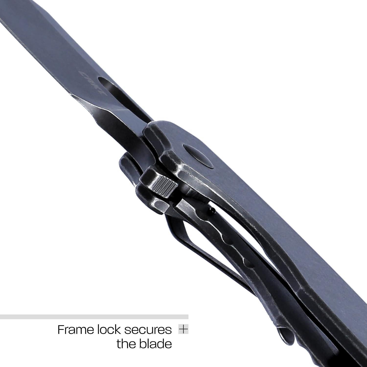 CRKT Pilar II Large EDC Folding Pocket Knife: Everyday Carry, Black Blade, Flipper Open, Frame Lock, Stainless Steel Handle, Reversible Pocket Clip 5315KS