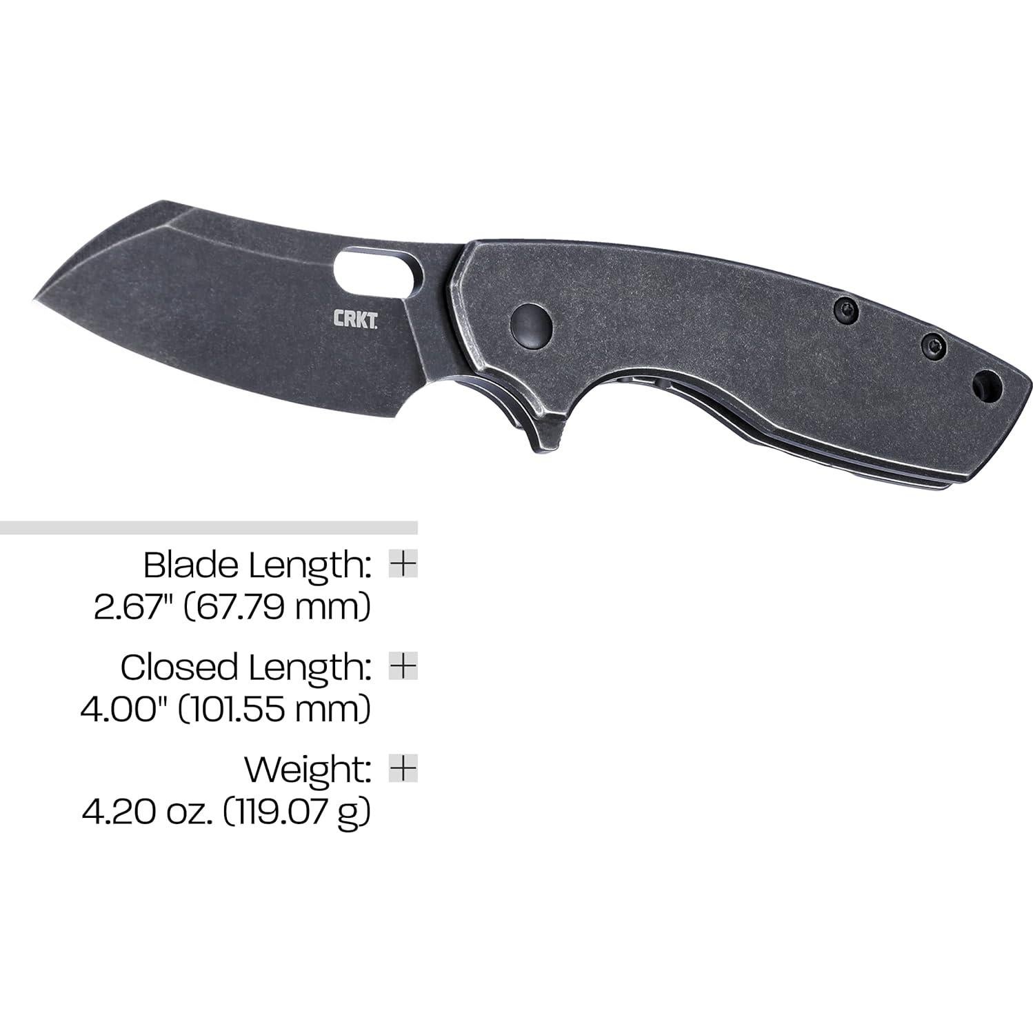 CRKT Pilar II Large EDC Folding Pocket Knife: Everyday Carry, Black Blade, Flipper Open, Frame Lock, Stainless Steel Handle, Reversible Pocket Clip 5315KS