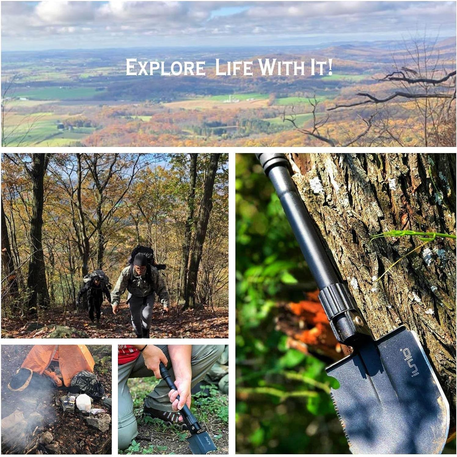 Pala Plegable iunio 46.5 cm Multiherramienta para Camping