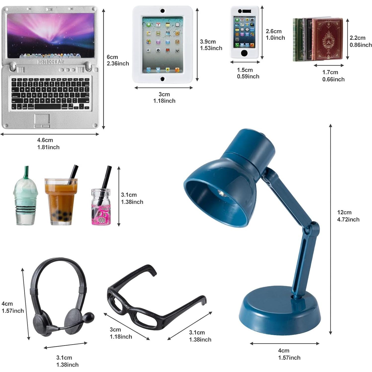 12 Accesorios Miniatura para Casa de Muñecas Diinokiy