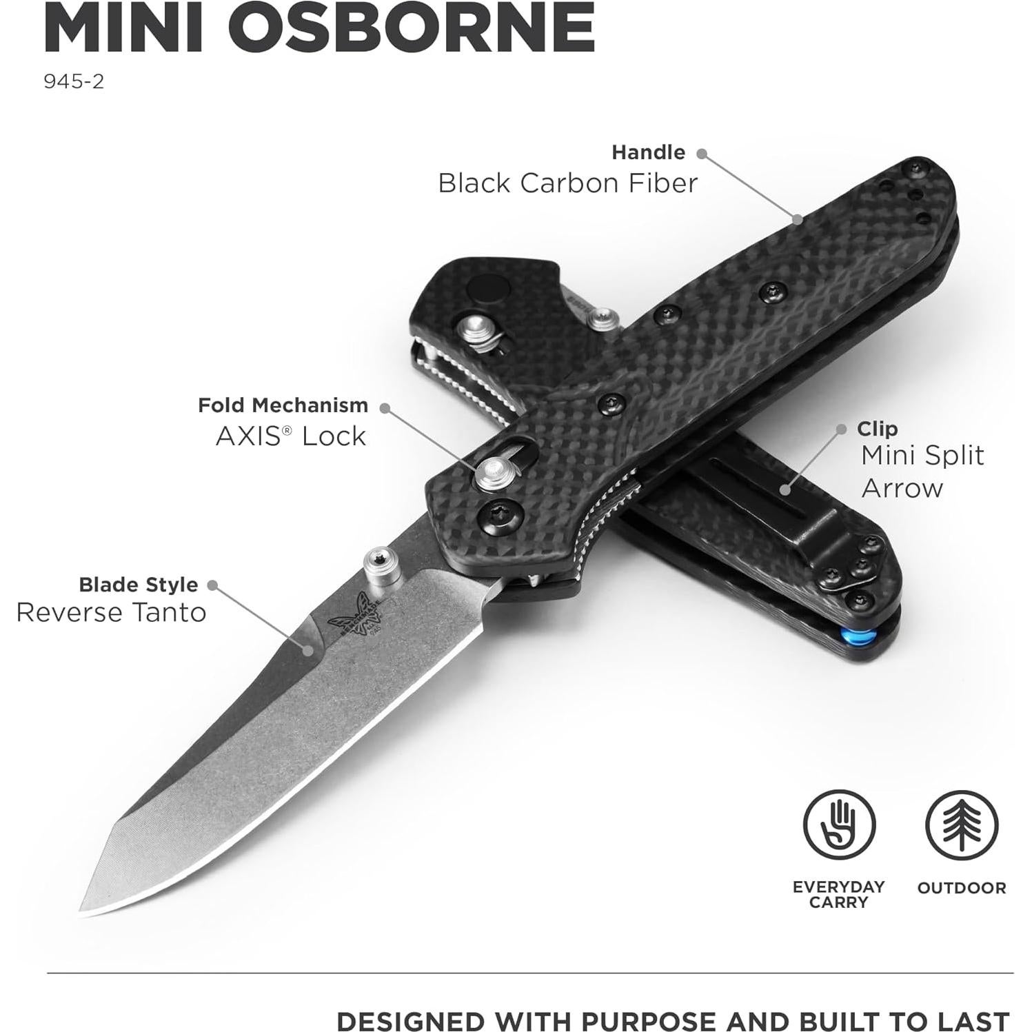 Cuchillo Plegable Benchmade Mini Osborne 945-2 Fibra Carbono