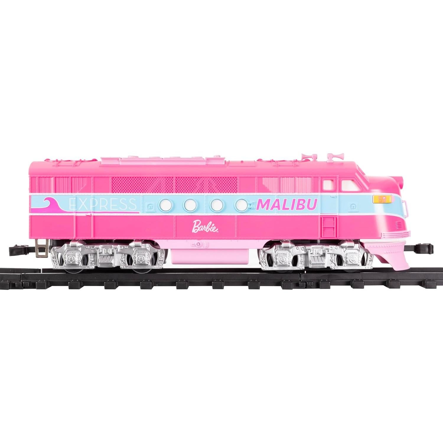 Mattel Barbie Battery O Gauge Toy Train Set with Remote, Locomotive, Train Cars, & Track with Authentic Train Sounds, Lights, & Water Vapor Smoke Effects for Kids 4+