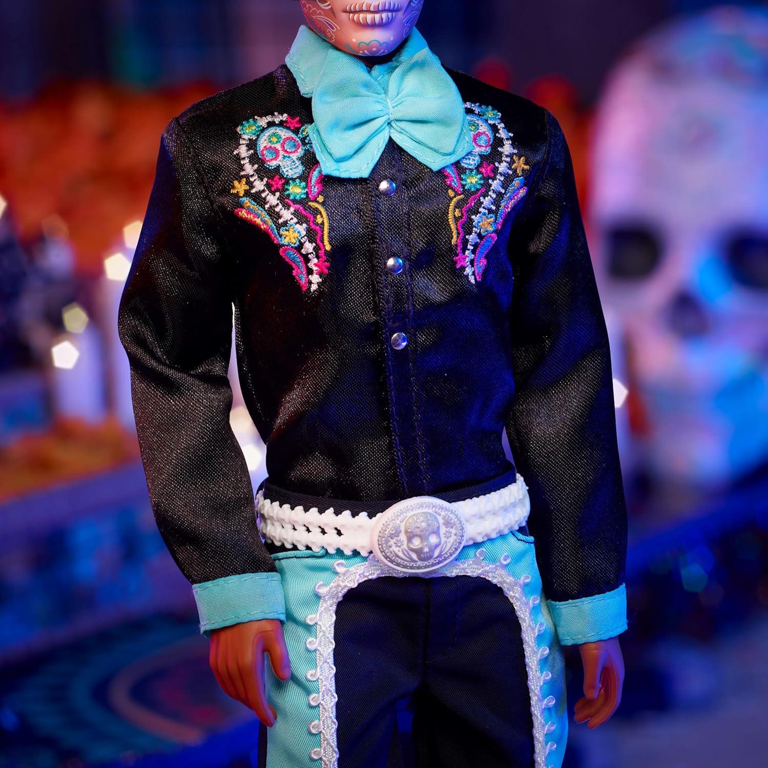 Muñeca Ken Barbie Día de Muertos 2024 Traje Negro Azul