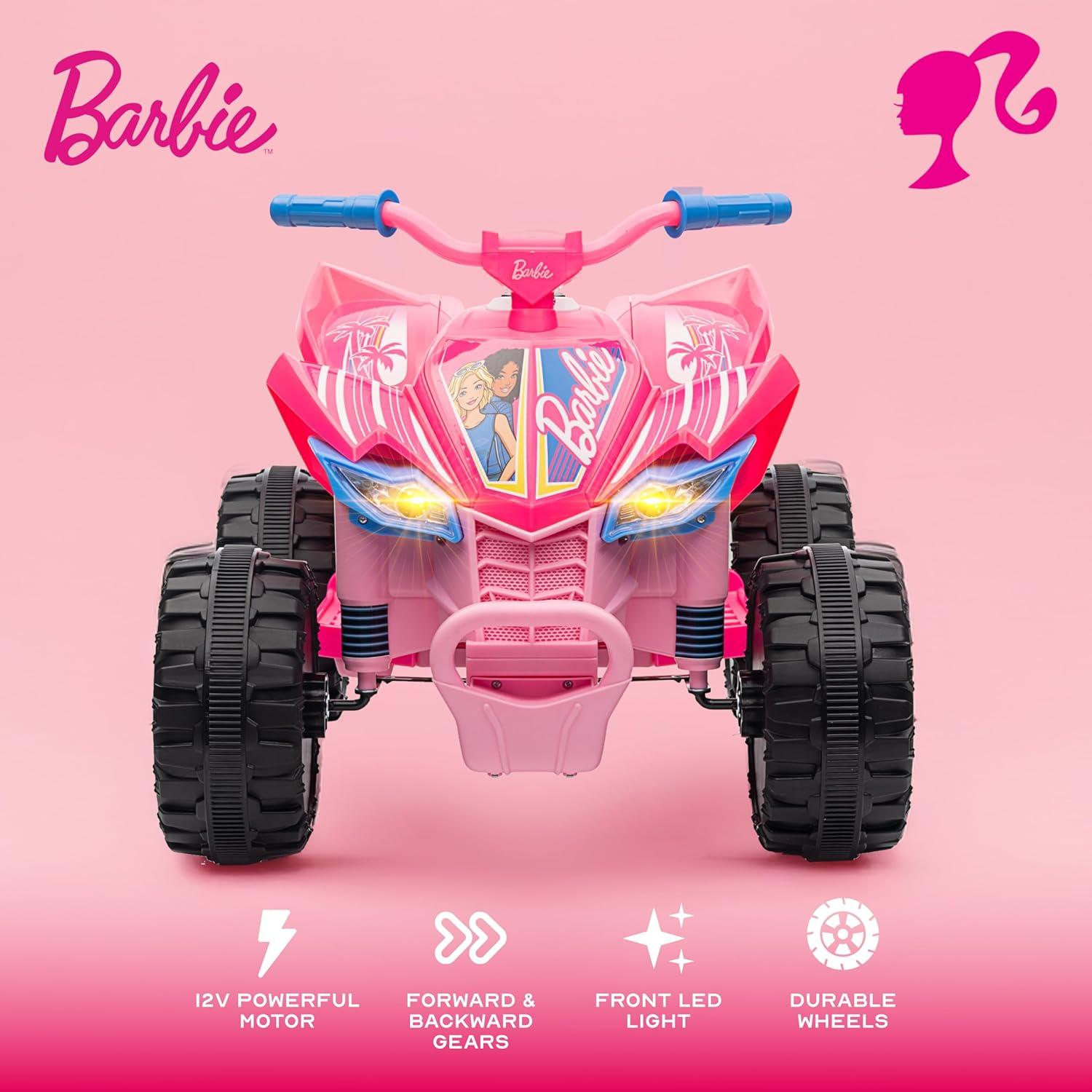 ATV Barbie 12V Rosa para Niños - Paseo Divertido y Seguro